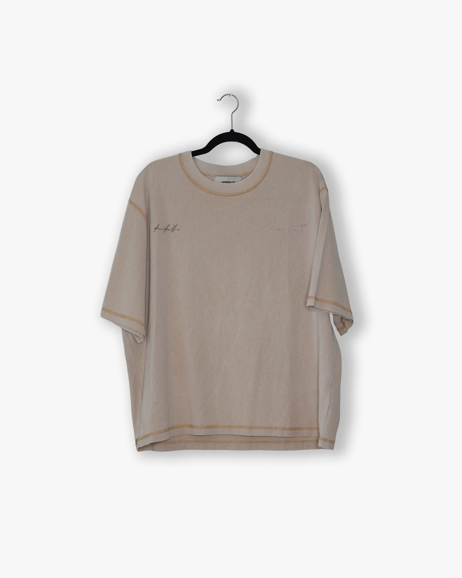 [#79] : Wellness Club Cropped Vintage Oversized Tee – Tan – L