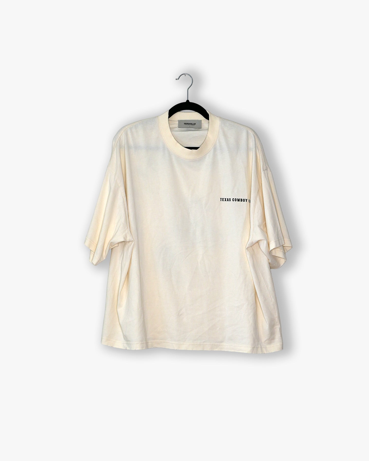 [#81] : Texas Cowboy Club Cropped Vintage Oversized Tee – Off White – L