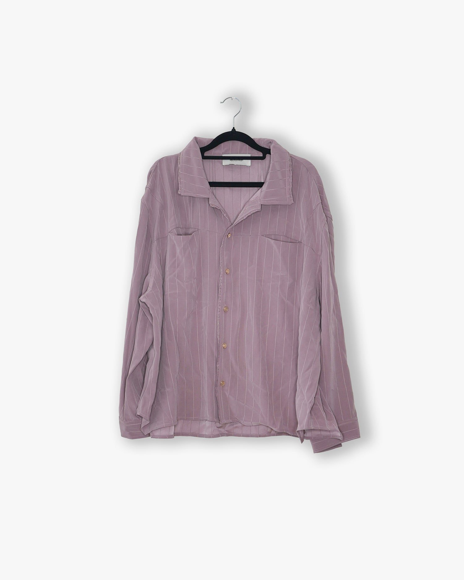 [#83] : Tonal Pinstripe Longsleeve Button Up – Mauve – M