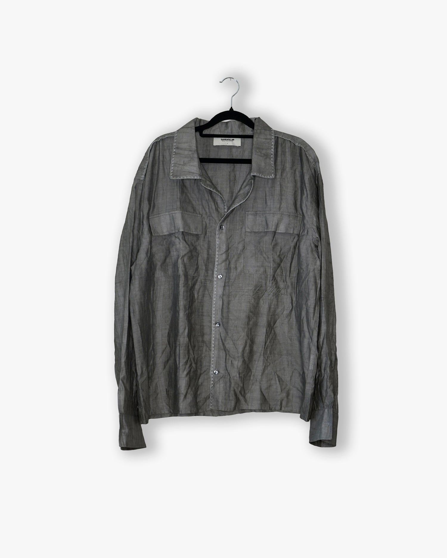 [#84] : Textured Longsleeve Button Up – Grey – L