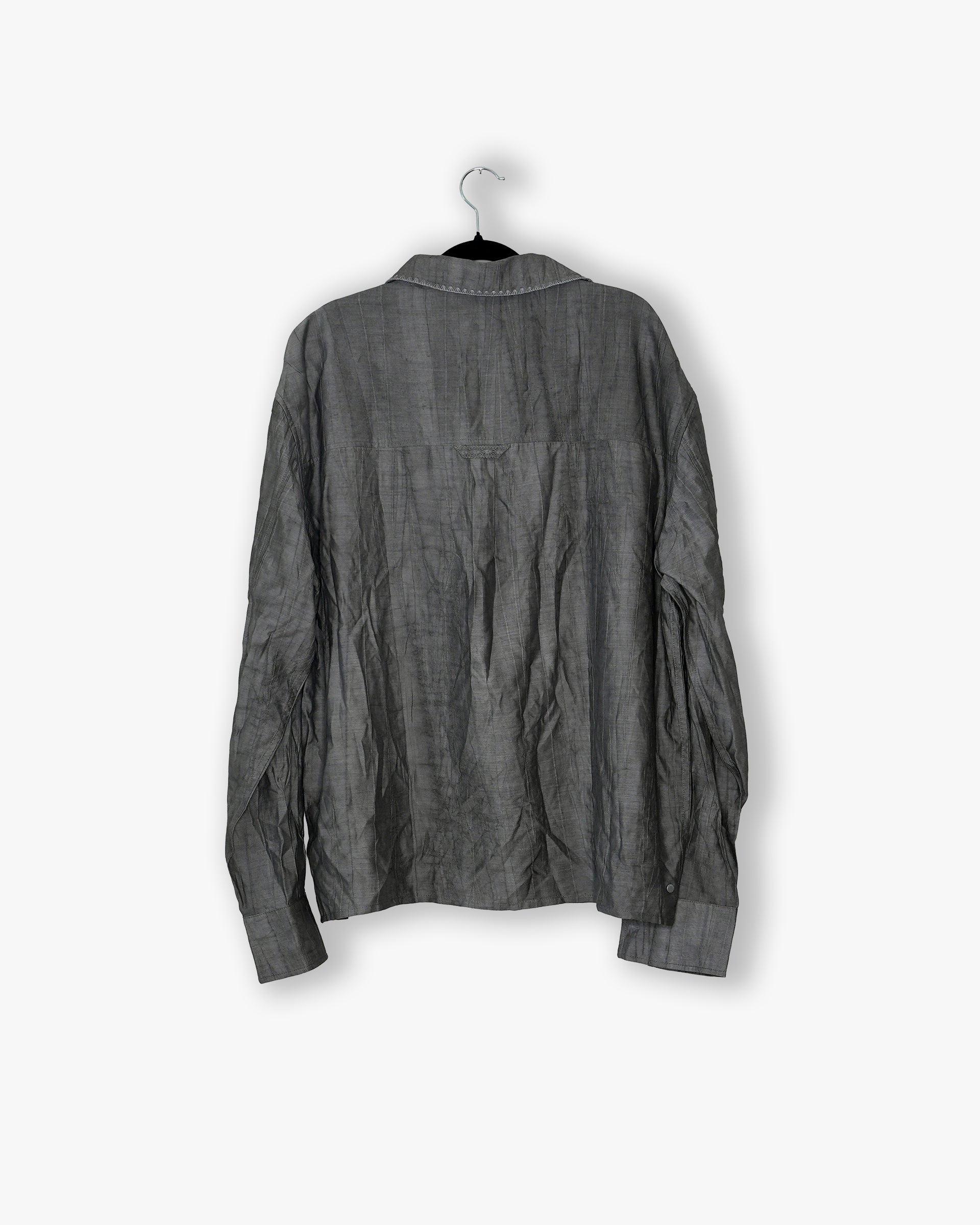 [#84] : Textured Longsleeve Button Up – Grey – L