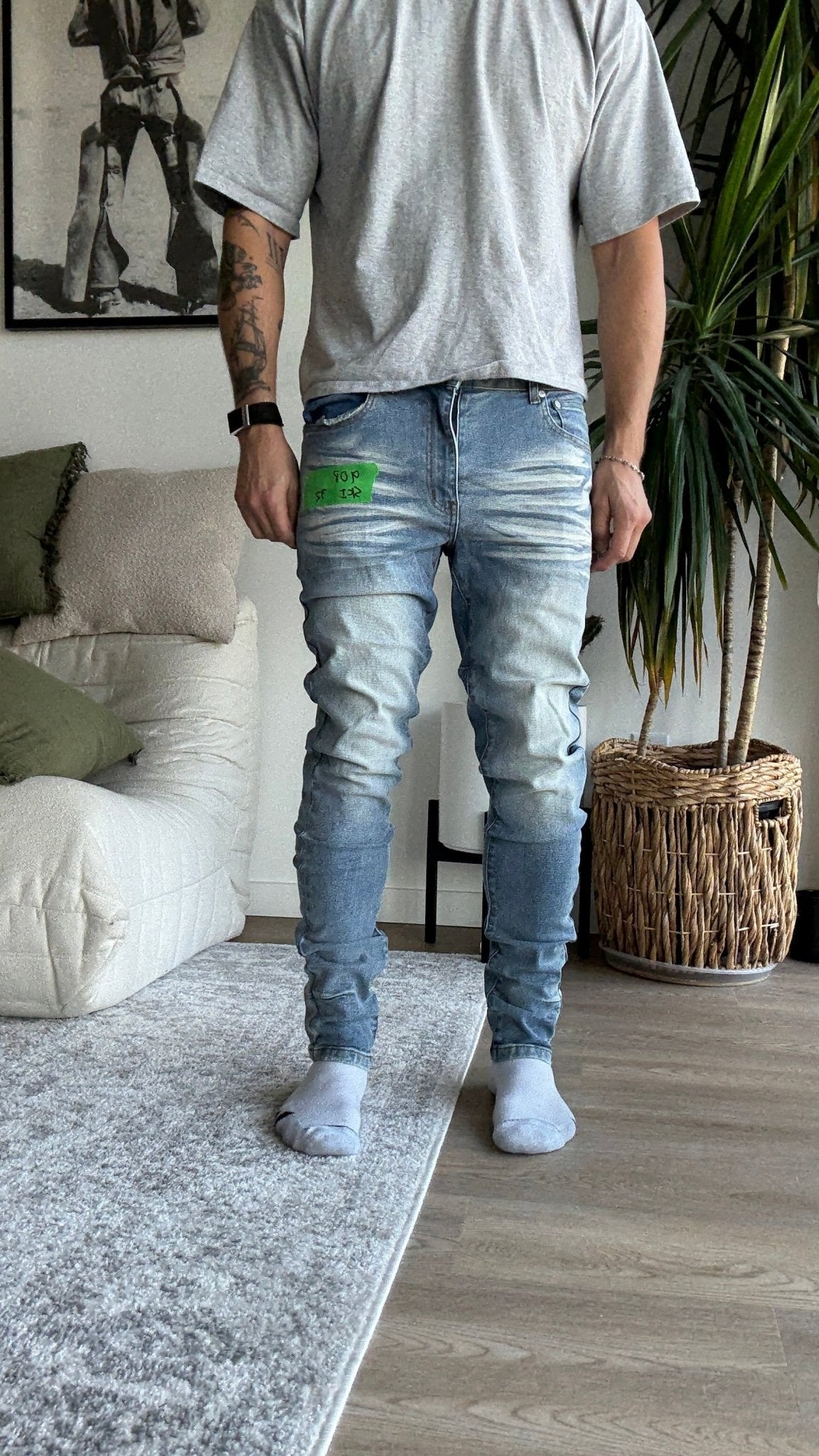 [908] : Skinny Fit Denim – Whisker Blue – 32 - BDK