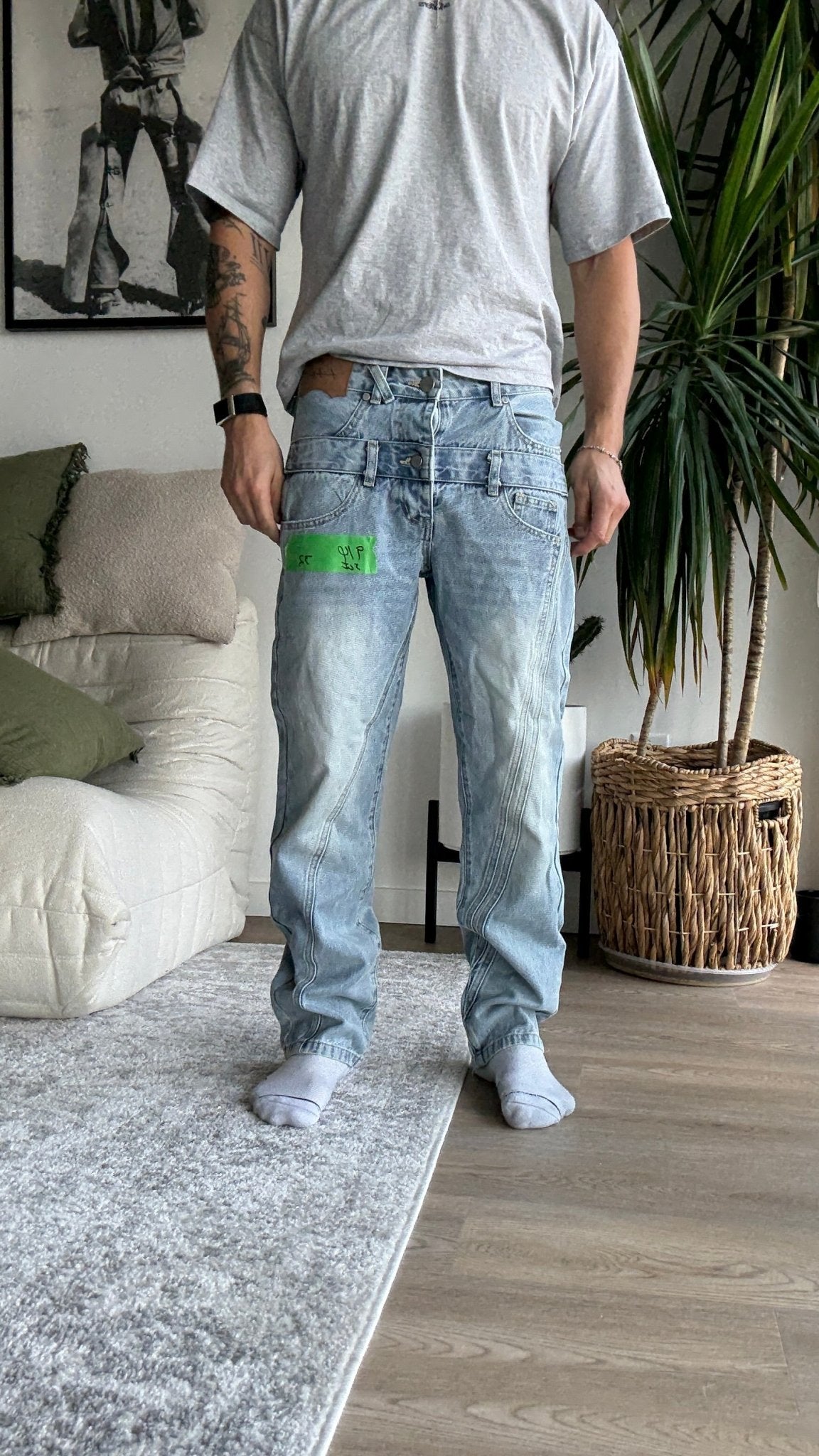 [914] : Slim Fit Denim - Whisker Classic Blue - 32 - BDK