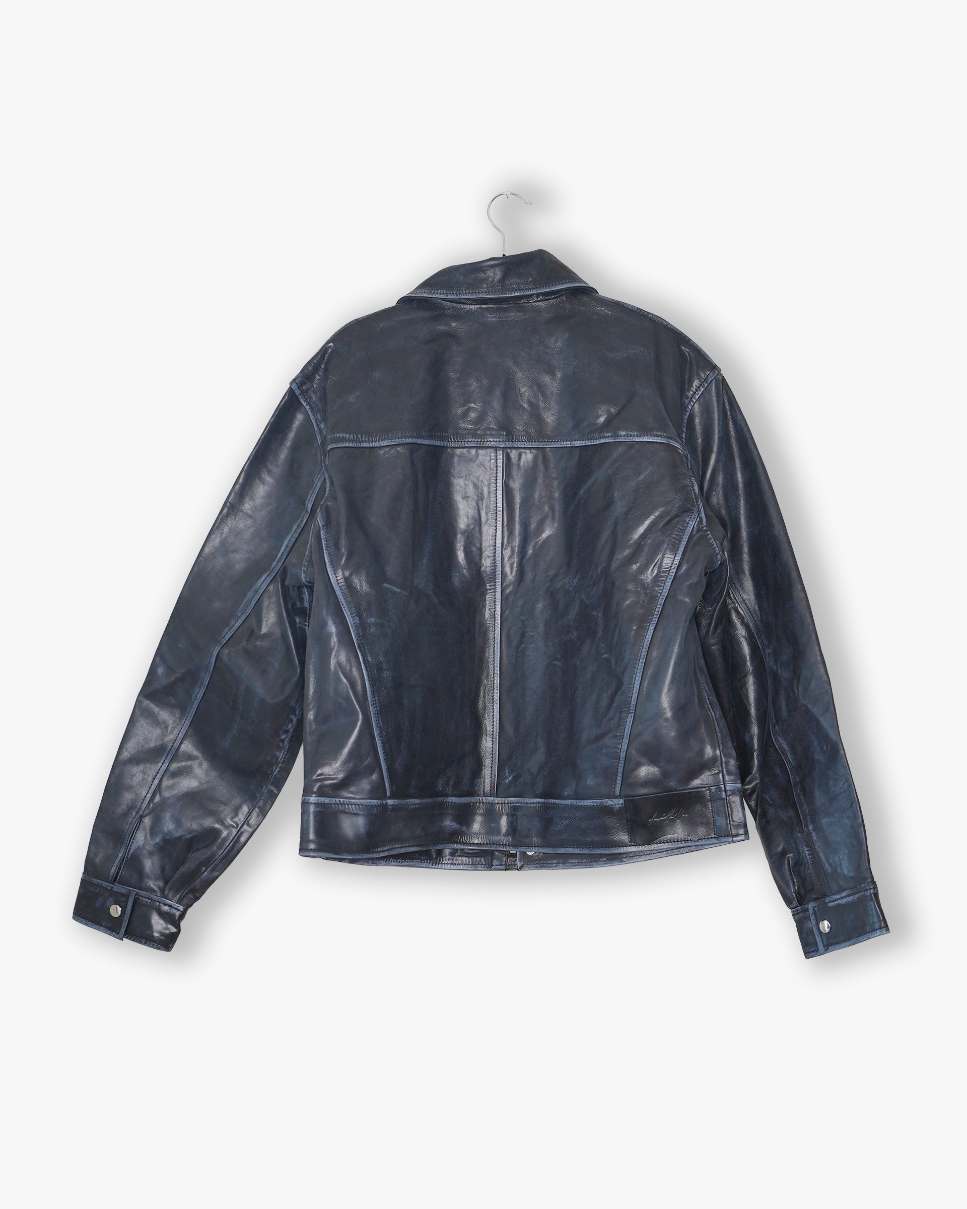 [#97] : Classic Leather Jacket – Vintage Black – M