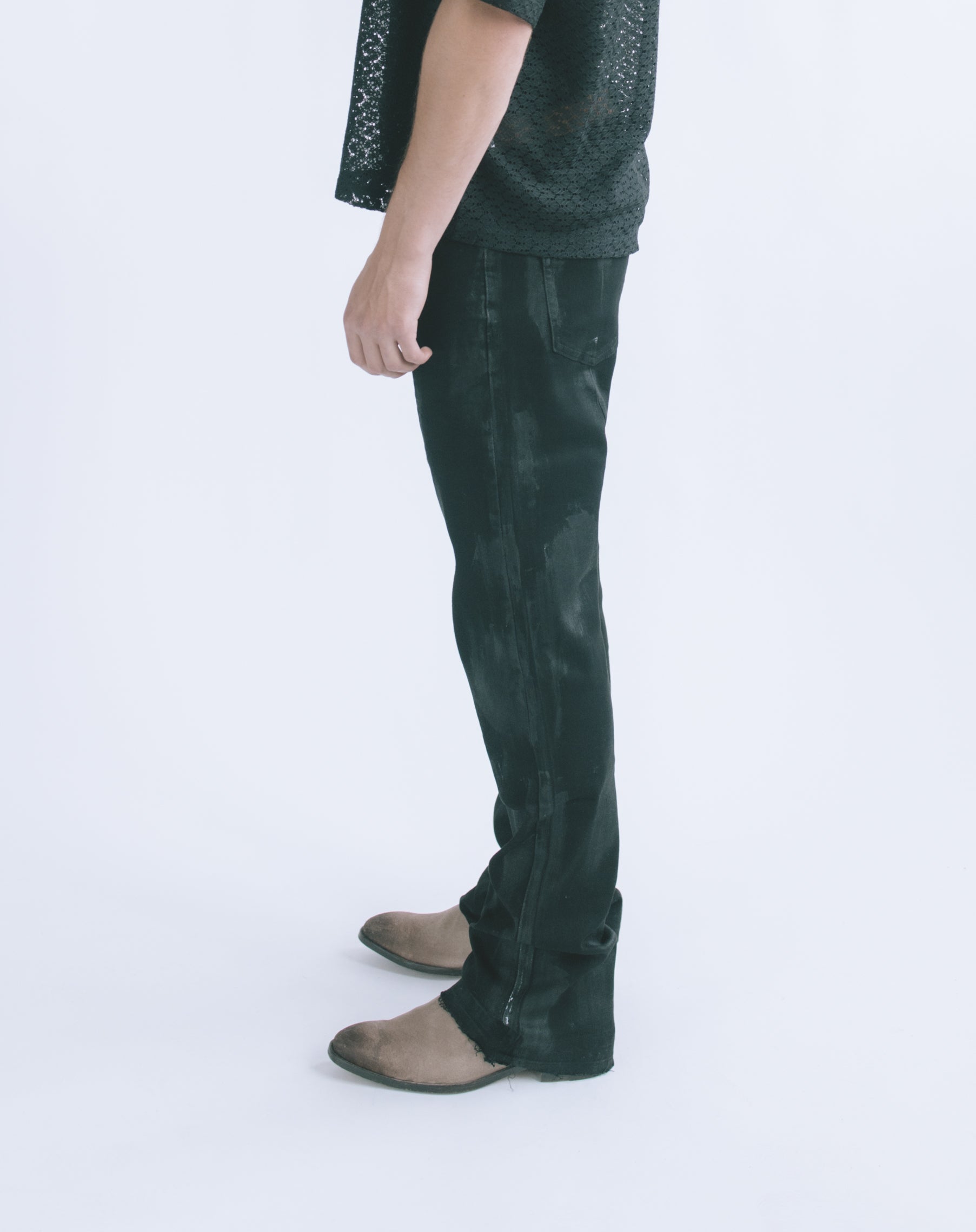 Straight Flares Denim: Midnight Wax Black