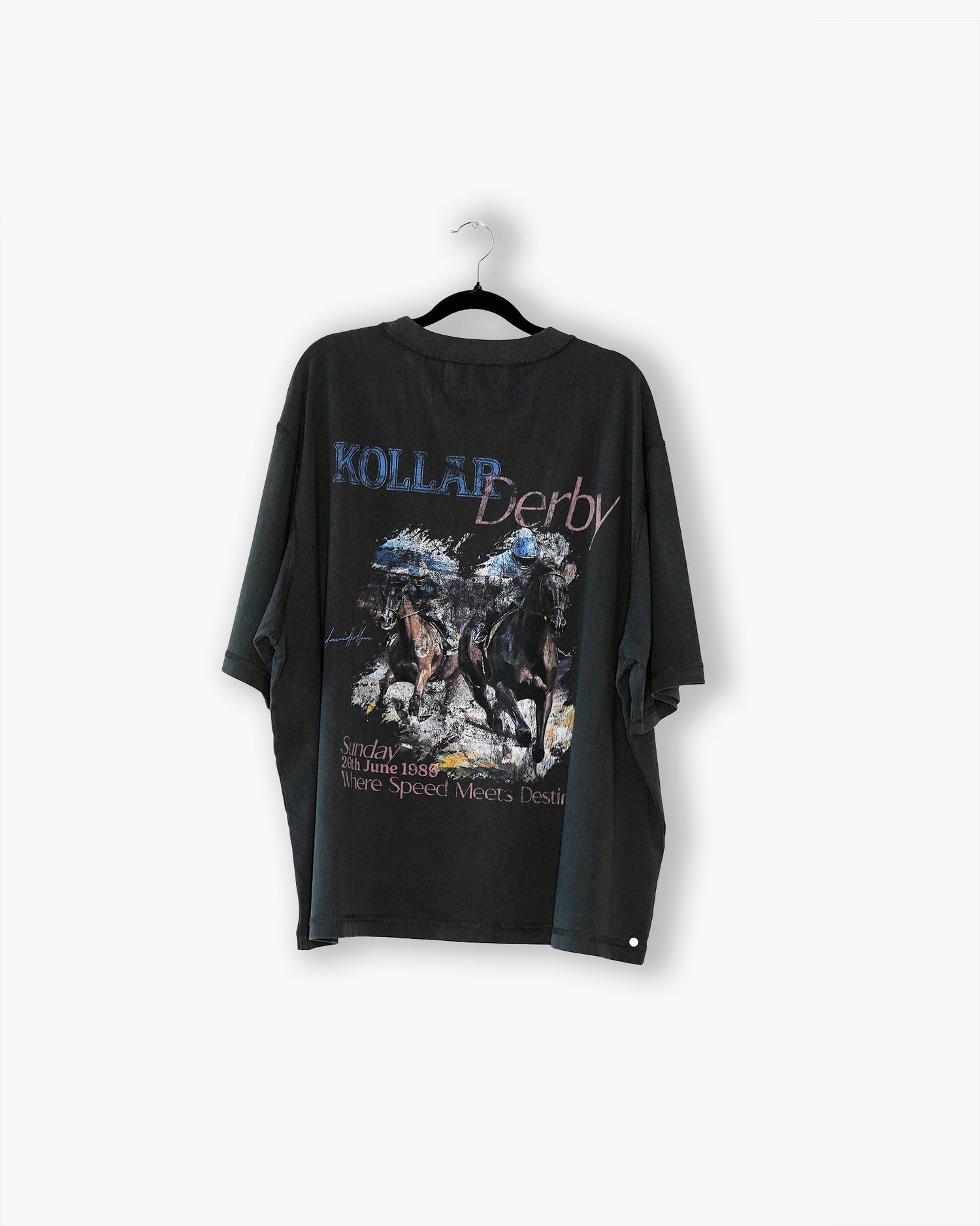 [#01] : Grand Racer Derby Cropped Oversized Tee – Vintage Black – L