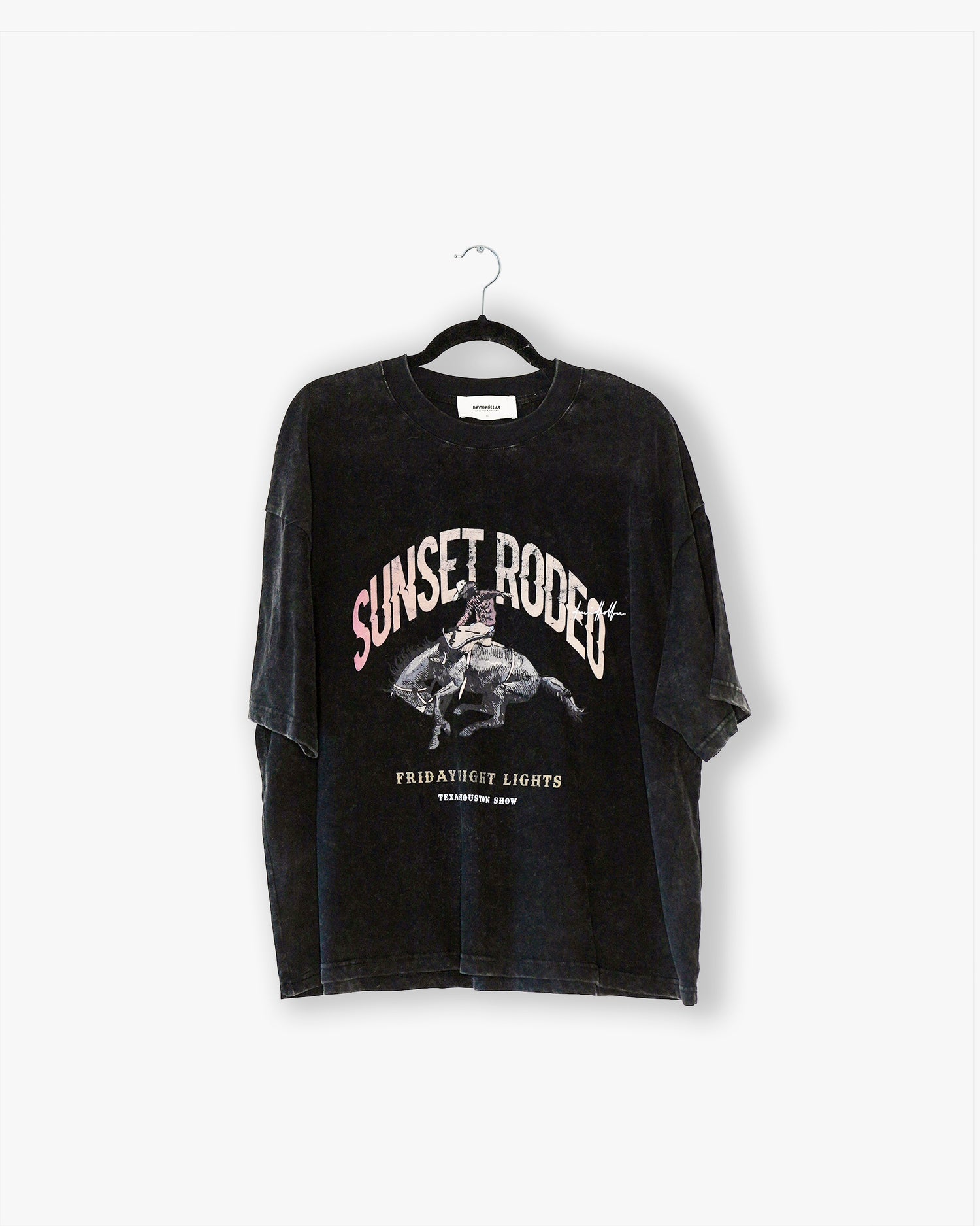 [#13] : Sunset Rodeo Cropped Vintage Oversized Tee – Black – XL