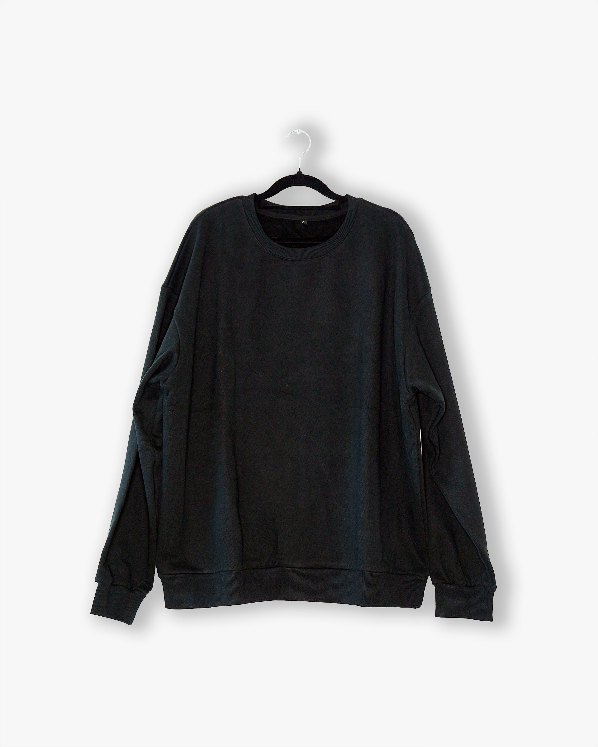 [#21] : Oversized Pullover Crewneck – Black – L