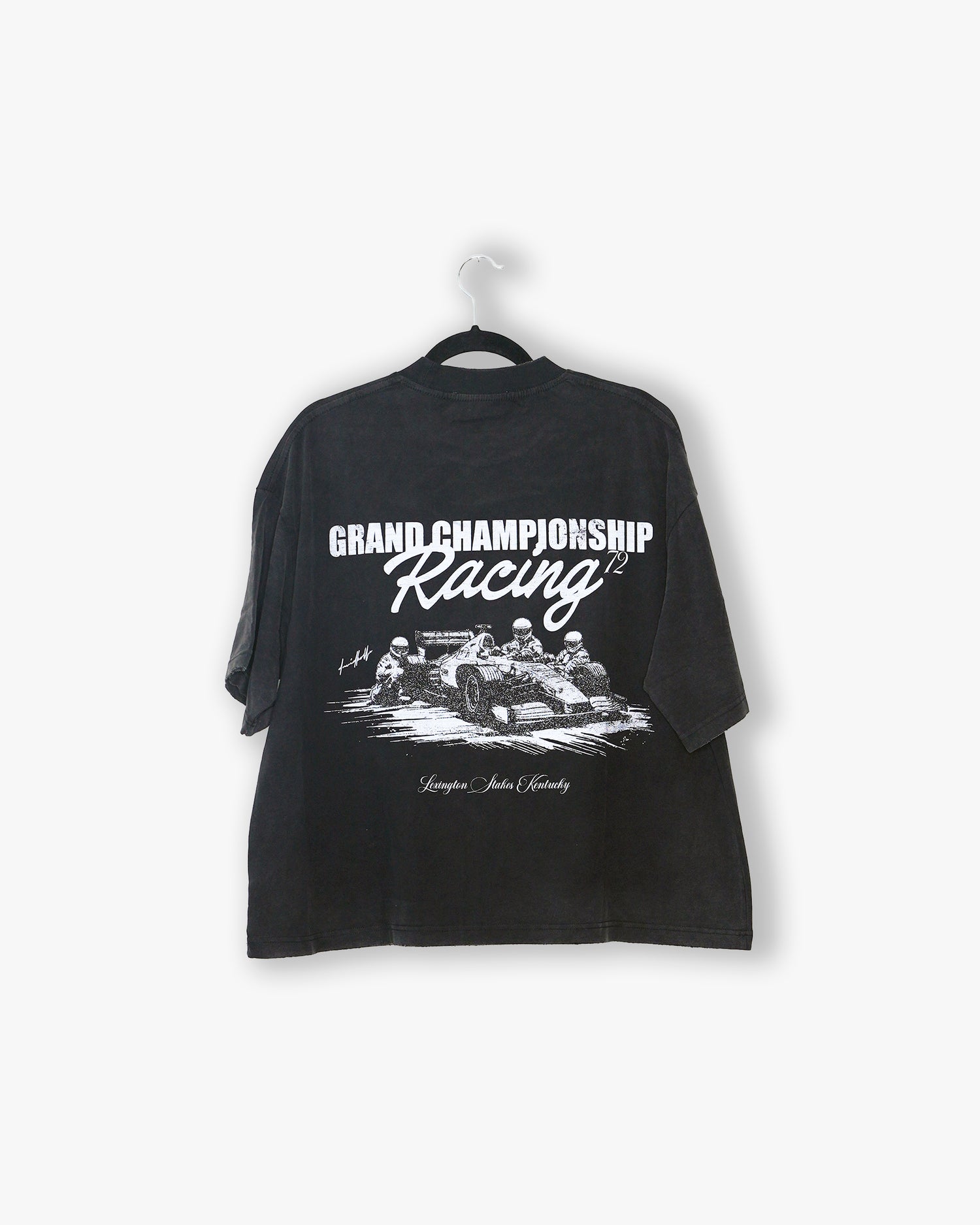 [#105] : Grand Championship Cropped Vintage Oversized Tee – Black – M