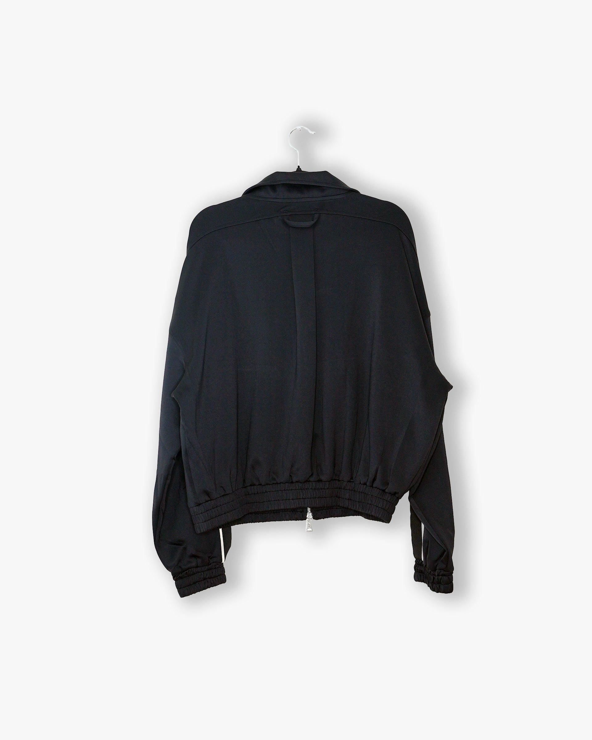 [#109] : Cropped Relaxed Track Jacket – Black – M