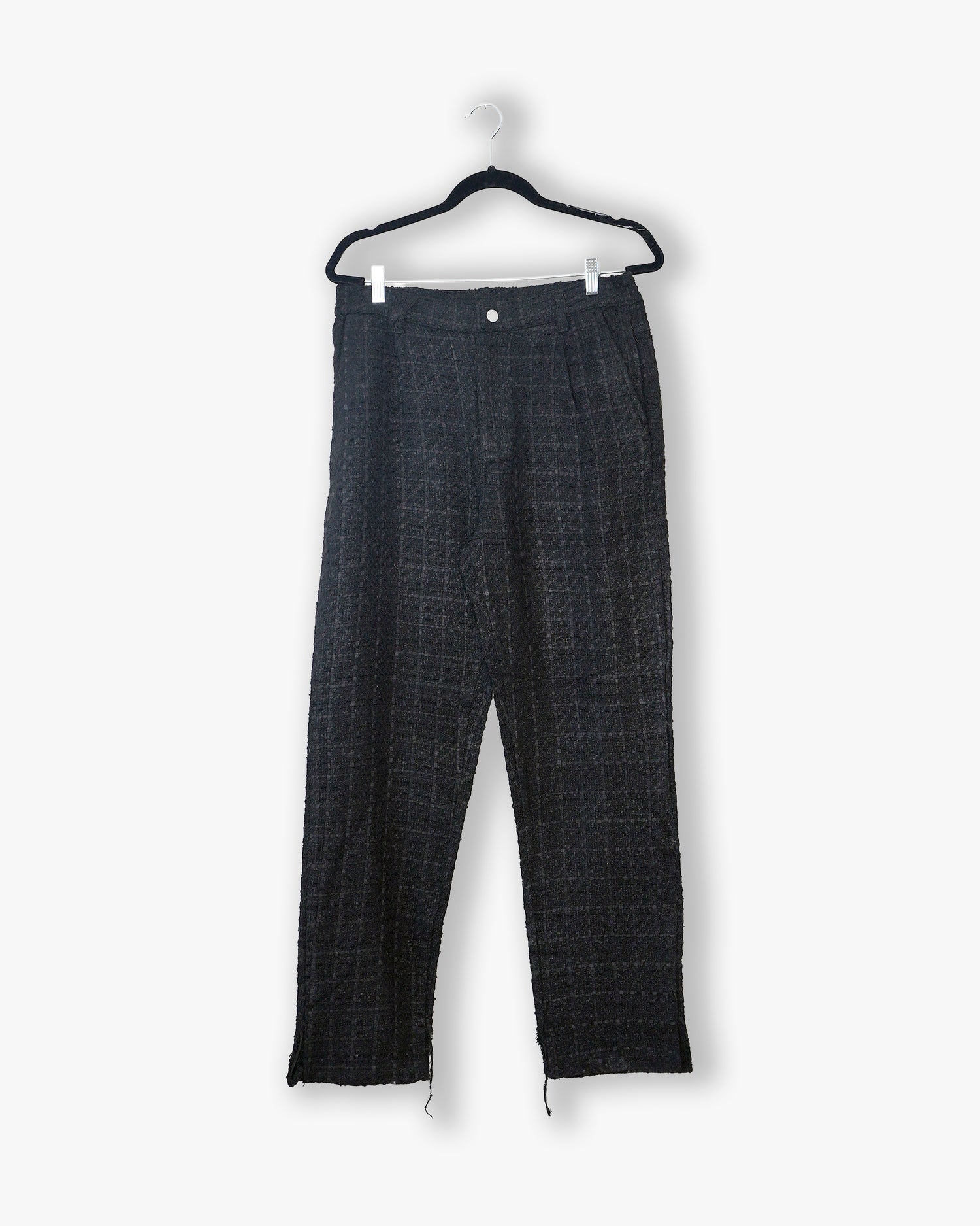 [#130] : Straight Trousers – Tweed Black – M