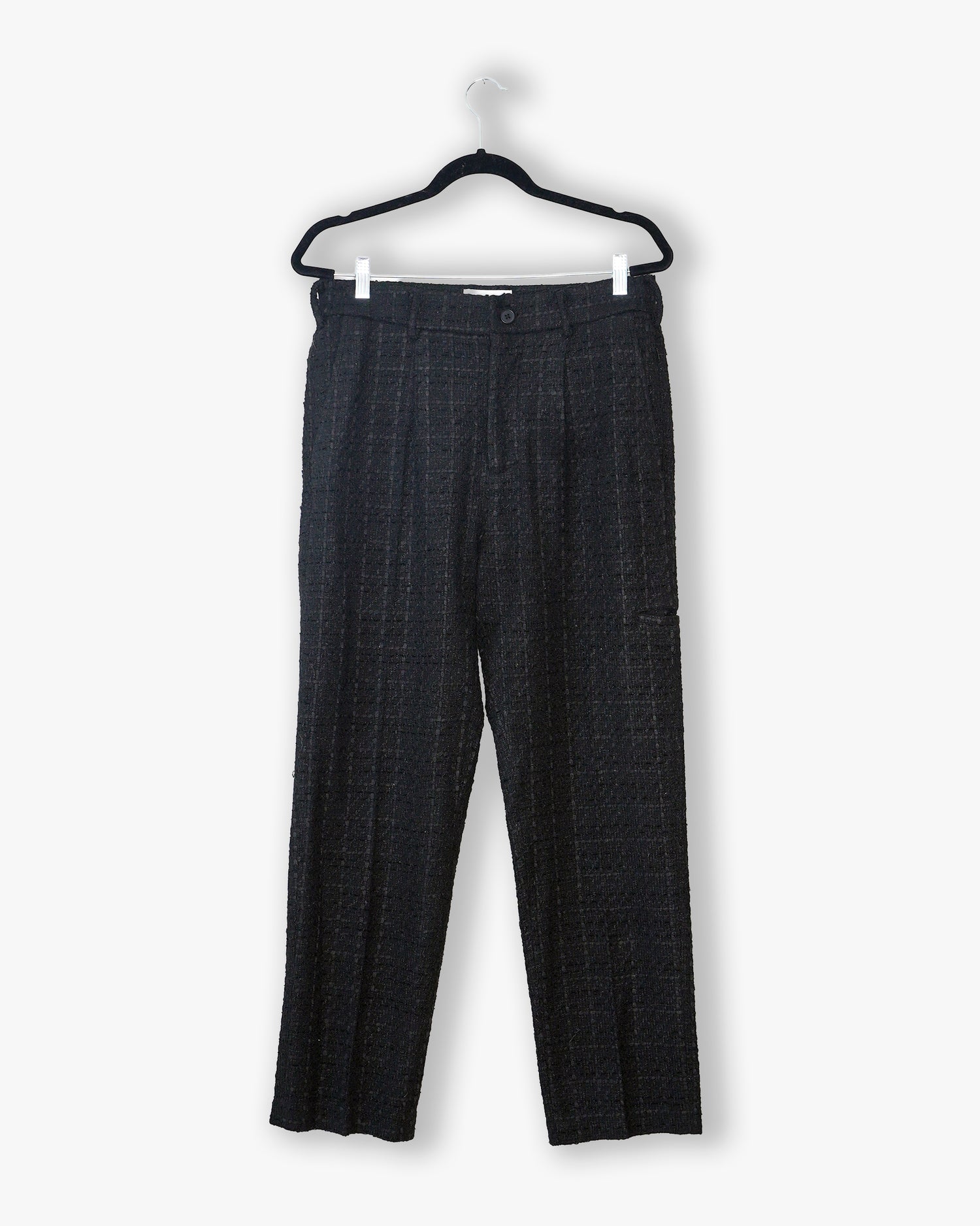 [#135] : Straight Trousers – Tweed Black – M