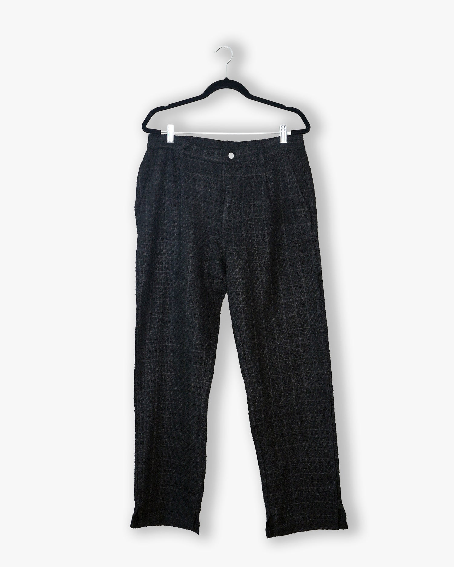 [#143] : Straight Trousers – Tweed Black – L