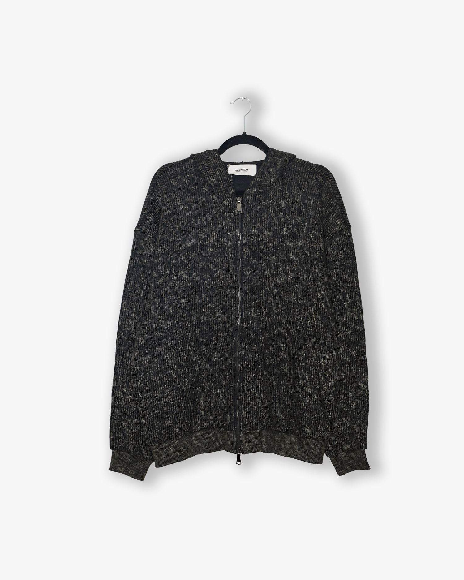 [#185] : Cropped Oversized Zip Up Hoodie - Black - M