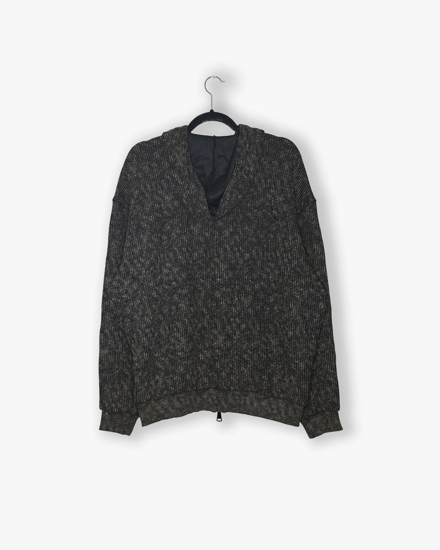 [#185] : Cropped Oversized Zip Up Hoodie - Black - M