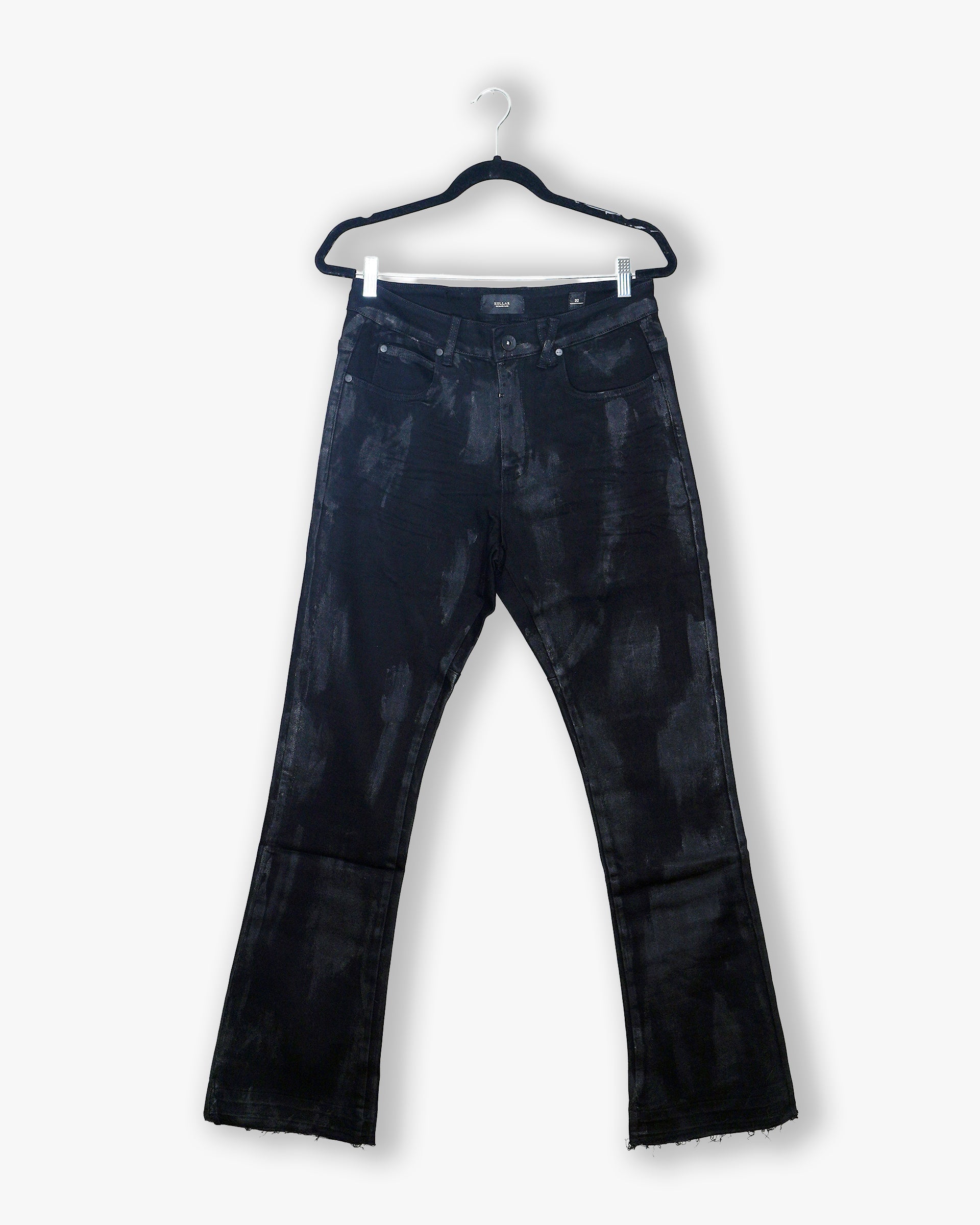 [#222] : Relaxed Flared Fit Denim - Wax Black - 32