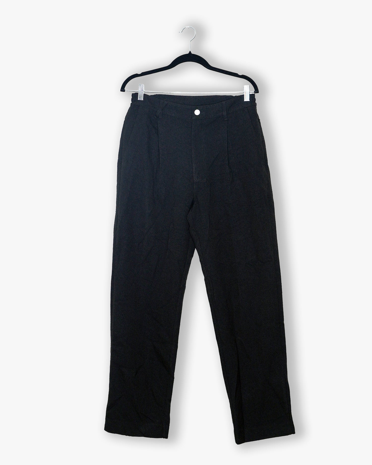[#227] : Straight Trousers - Lint Black - M