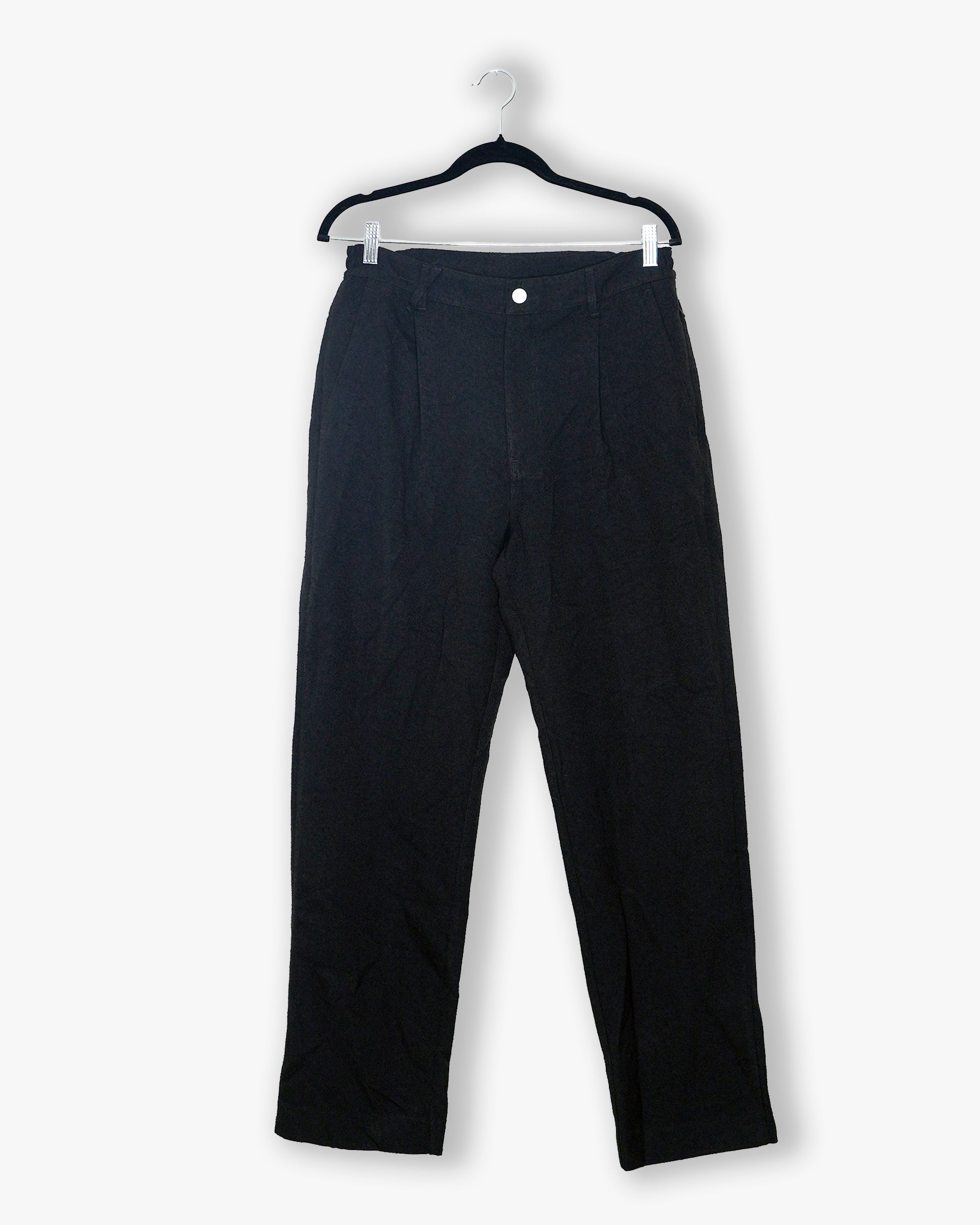 [#227] : Straight Trousers - Lint Black - M