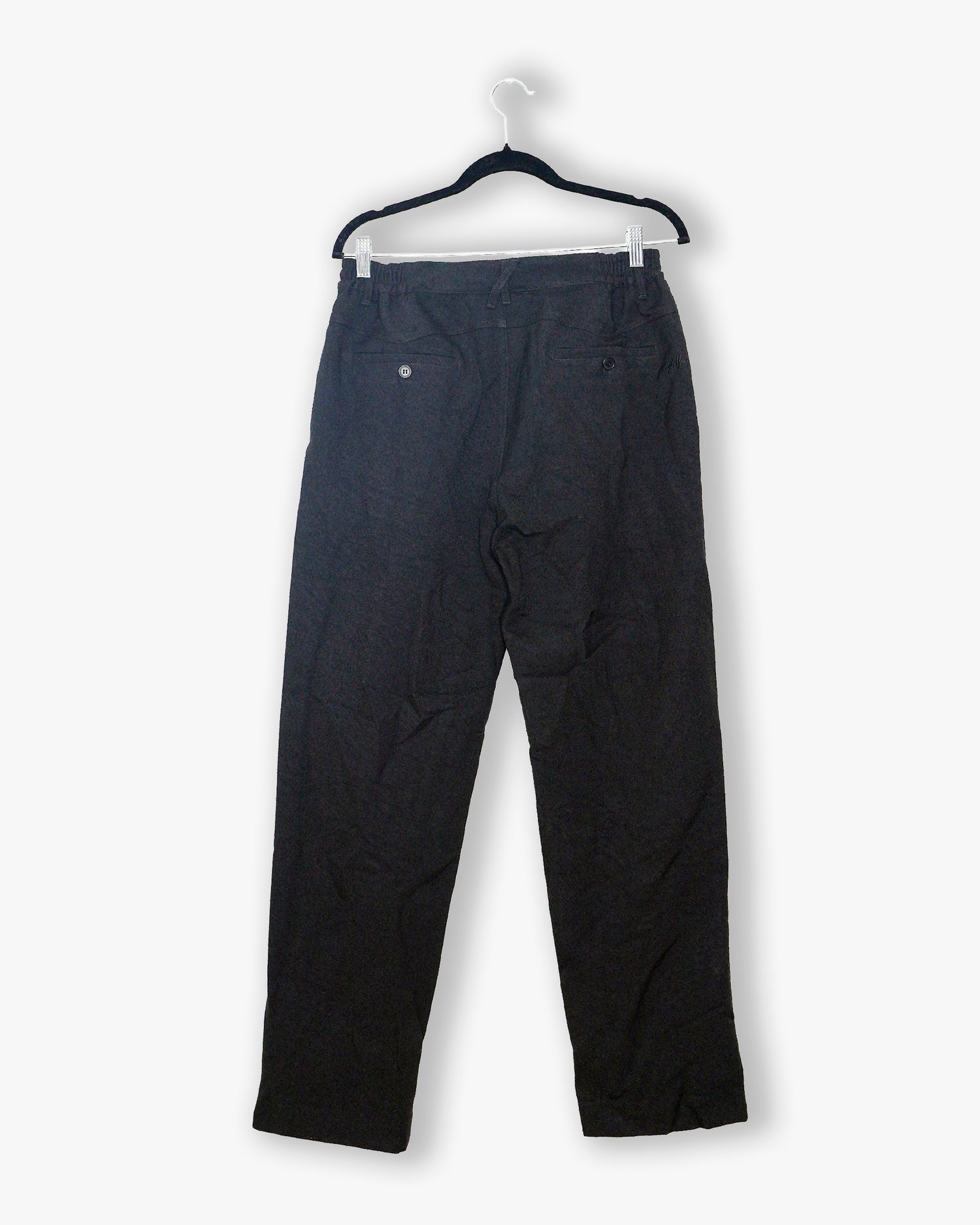 [#227] : Straight Trousers - Lint Black - M