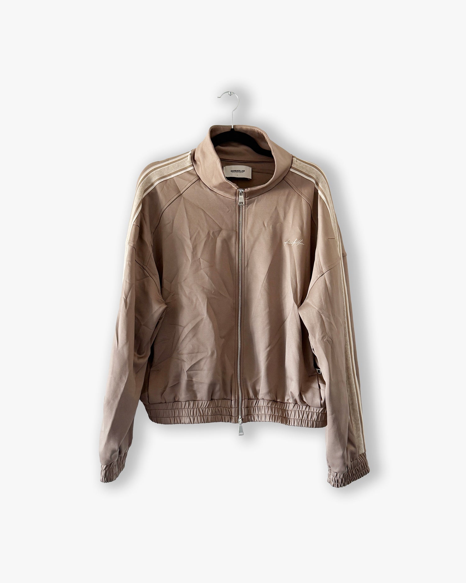 [#231] : Cropped Relaxed Track Jacket – Tan – L