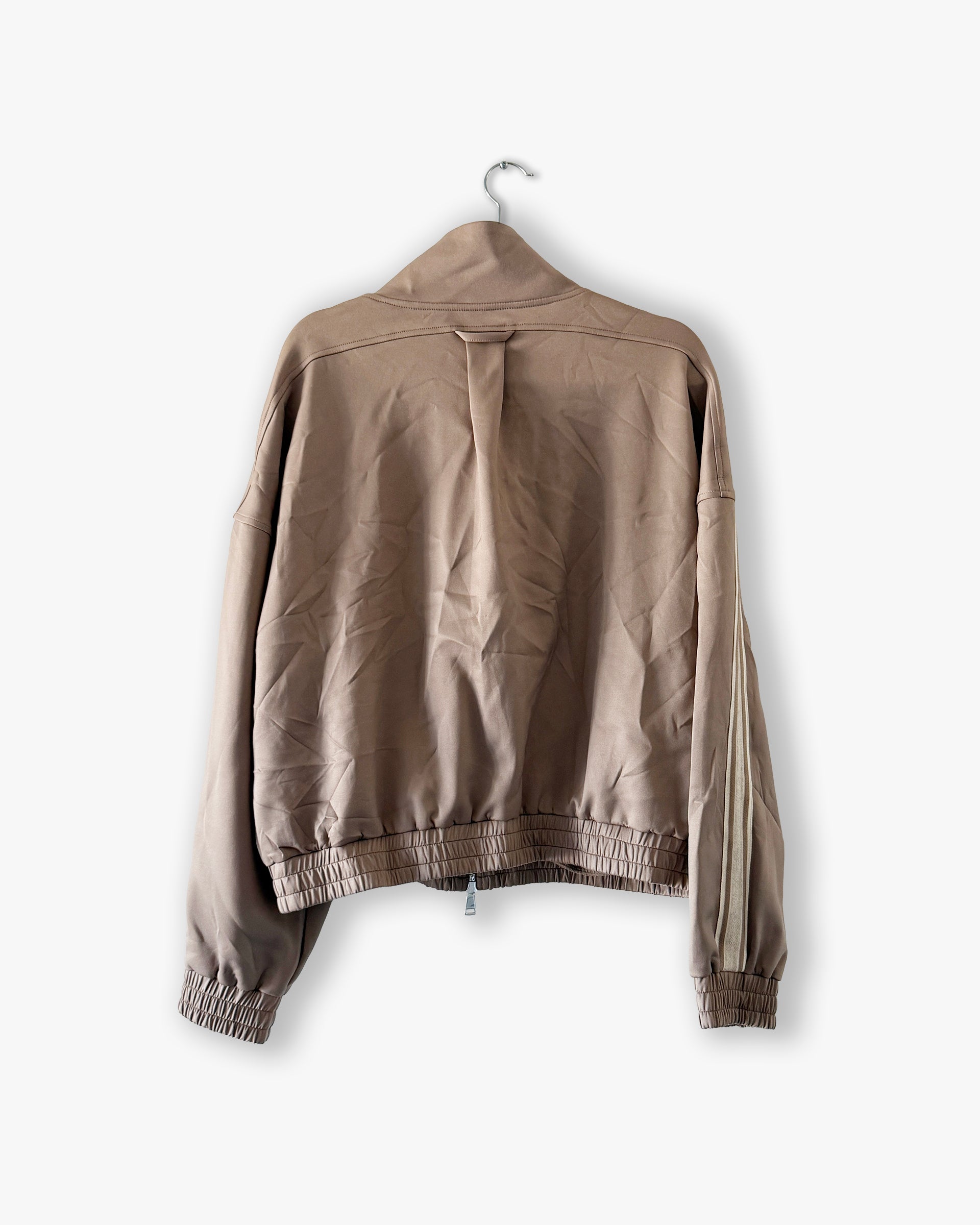 [#231] : Cropped Relaxed Track Jacket – Tan – L