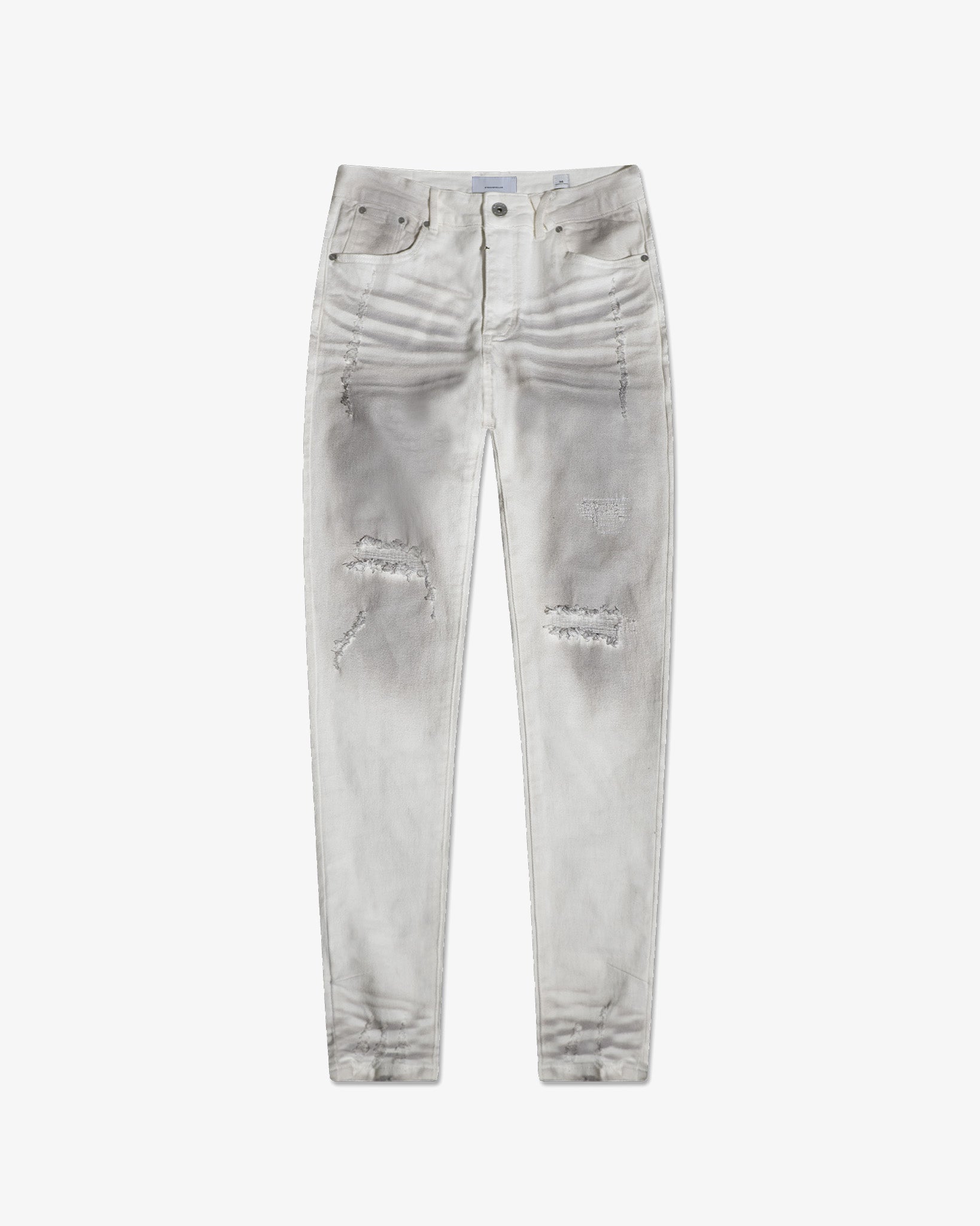 Skinny Cut Denim: Ivory Trail White