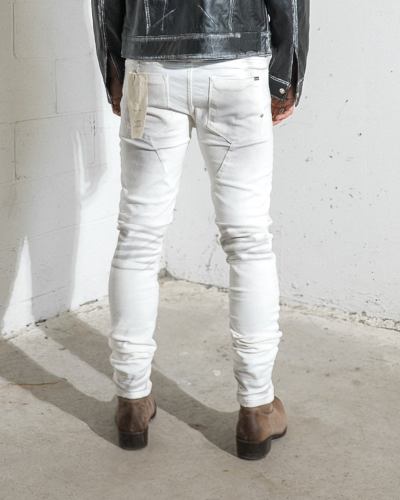 Skinny Cut Denim: Ivory Trail White