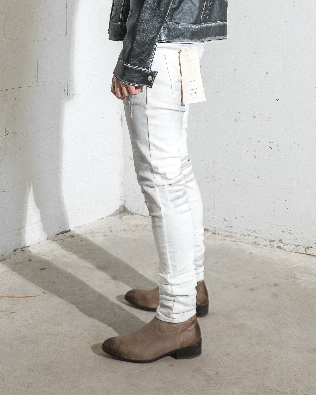 Skinny Cut Denim: Ivory Trail White