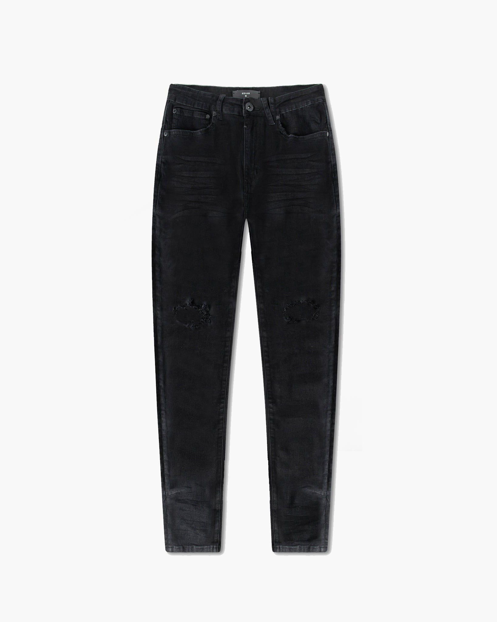 Skinny Cut Denim: Blacked Out Repaired