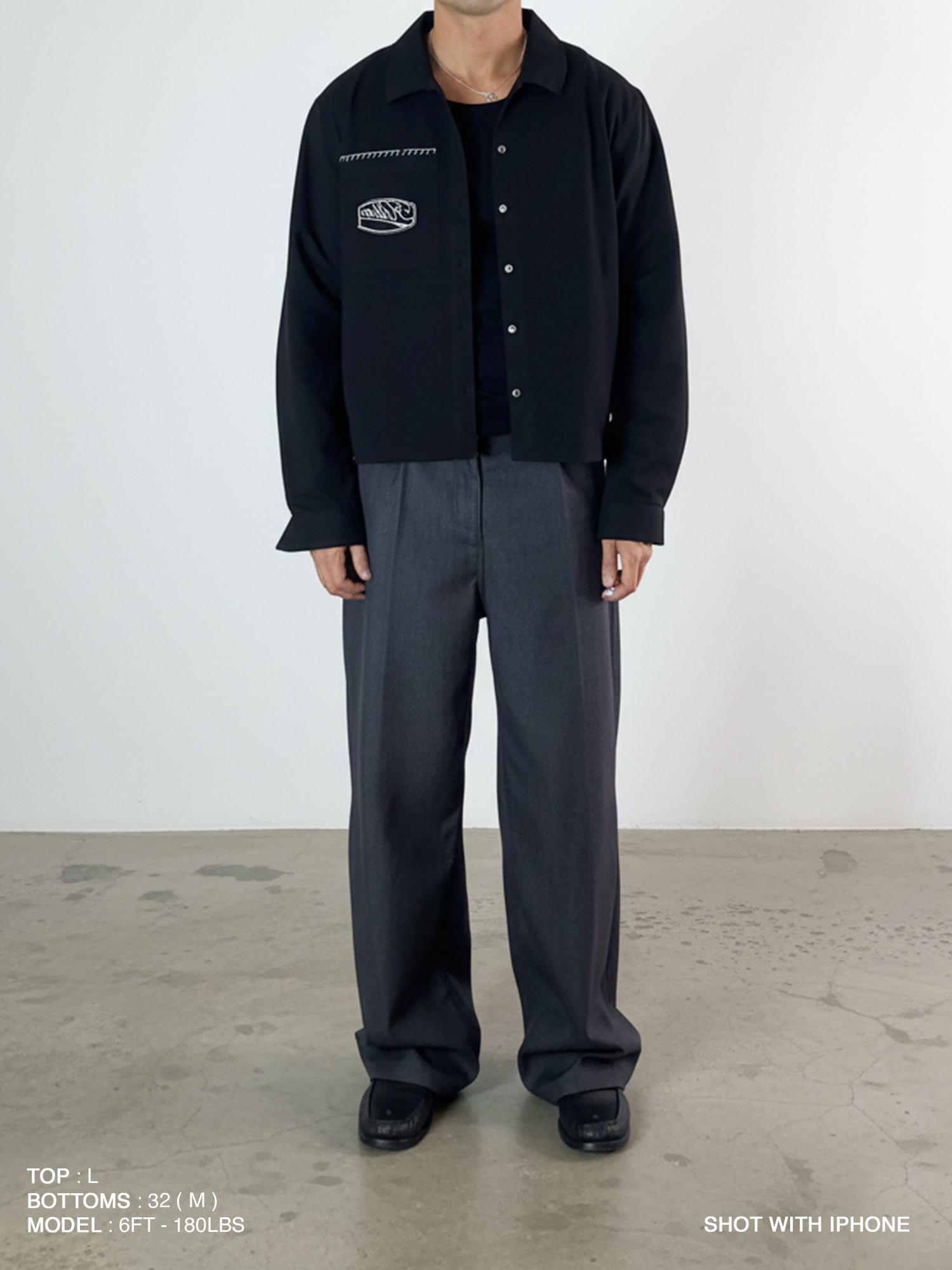 Derby Racer - LS Box Button Down : Black - BDK