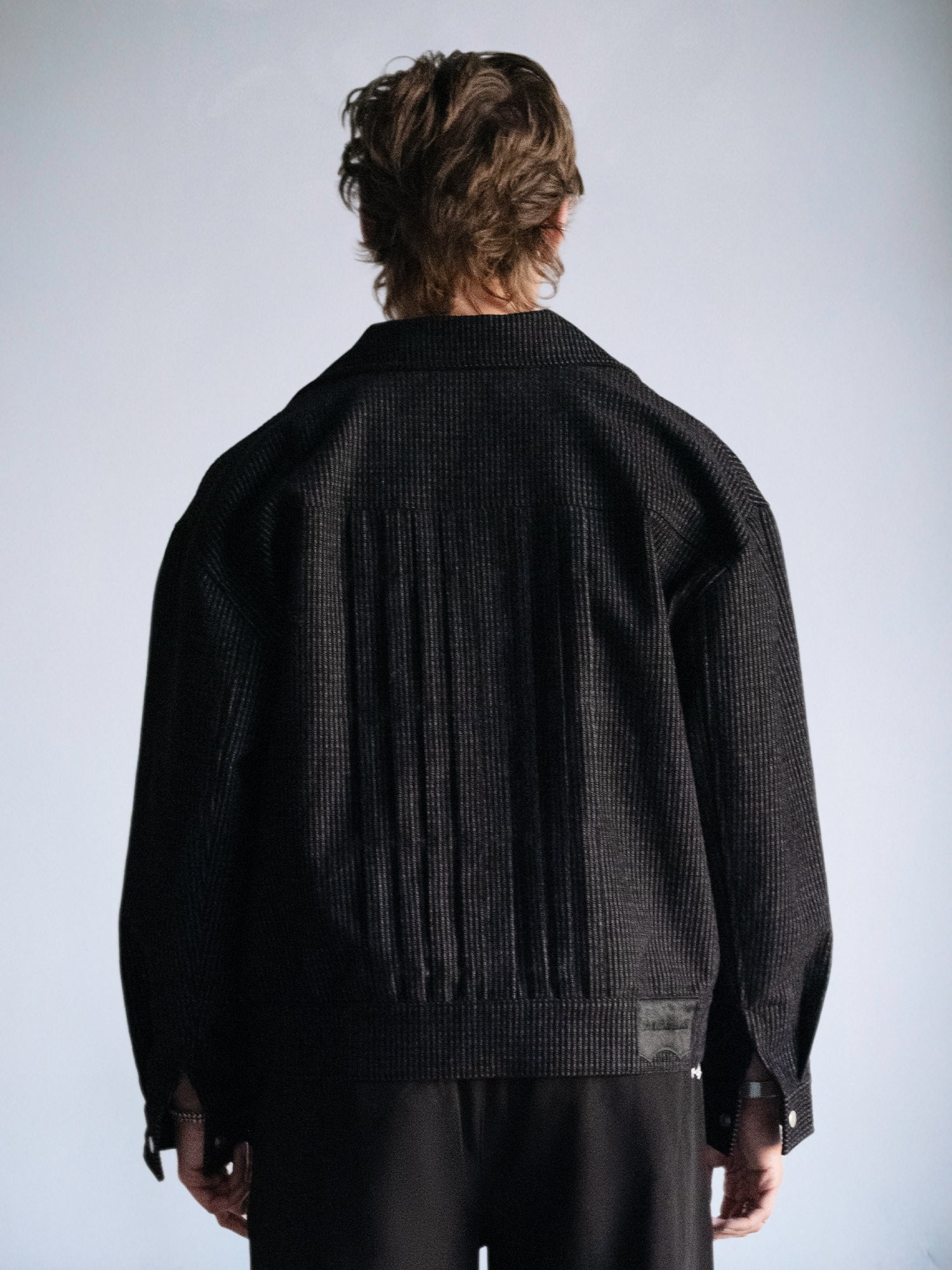 Oversize Black Cotton Trucker Jacket : Black Denim - BDK