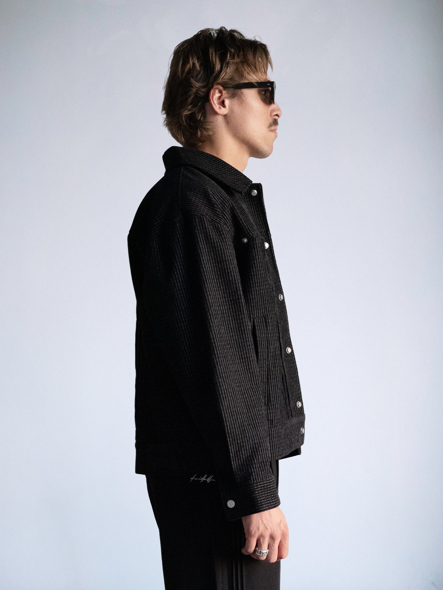 Oversize Black Cotton Trucker Jacket : Black Denim - BDK