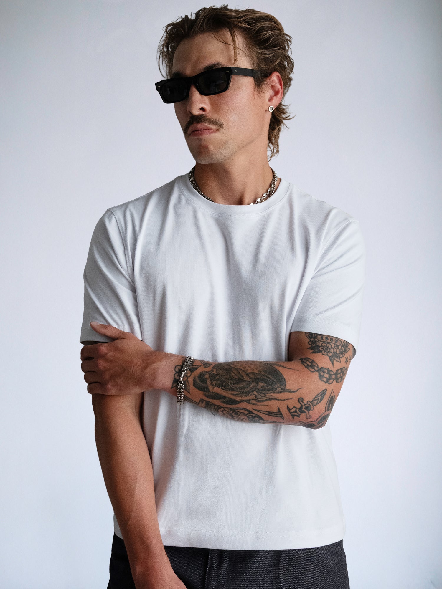 The Crew Fitted Tee : White - BDK