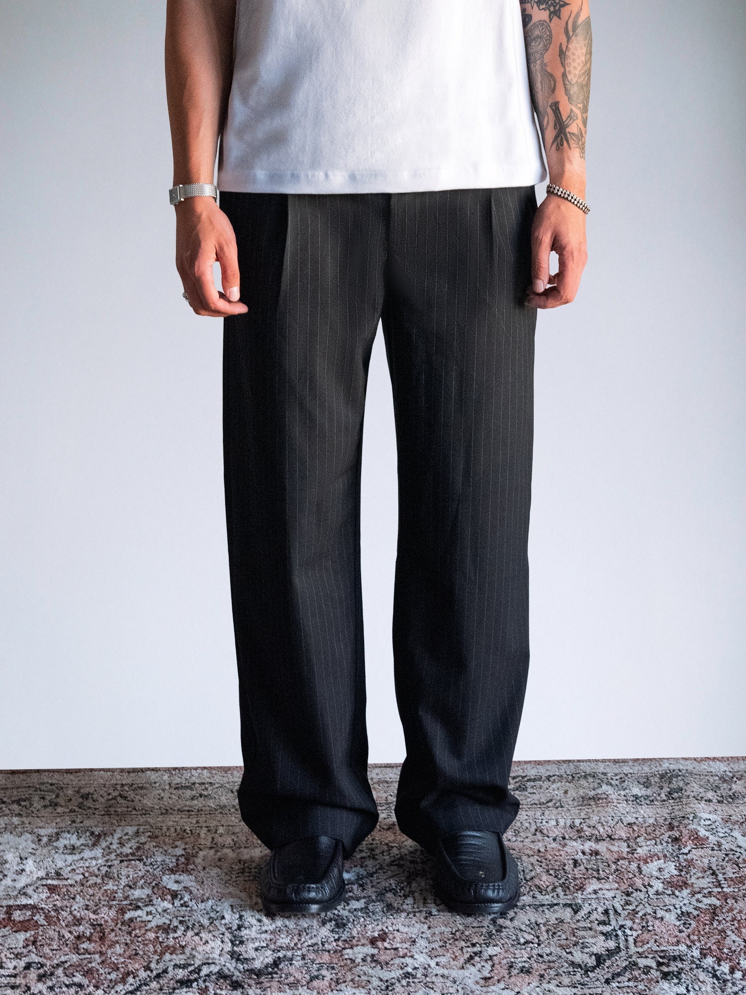 The Flow Trousers : Black Pinstripe - BDK