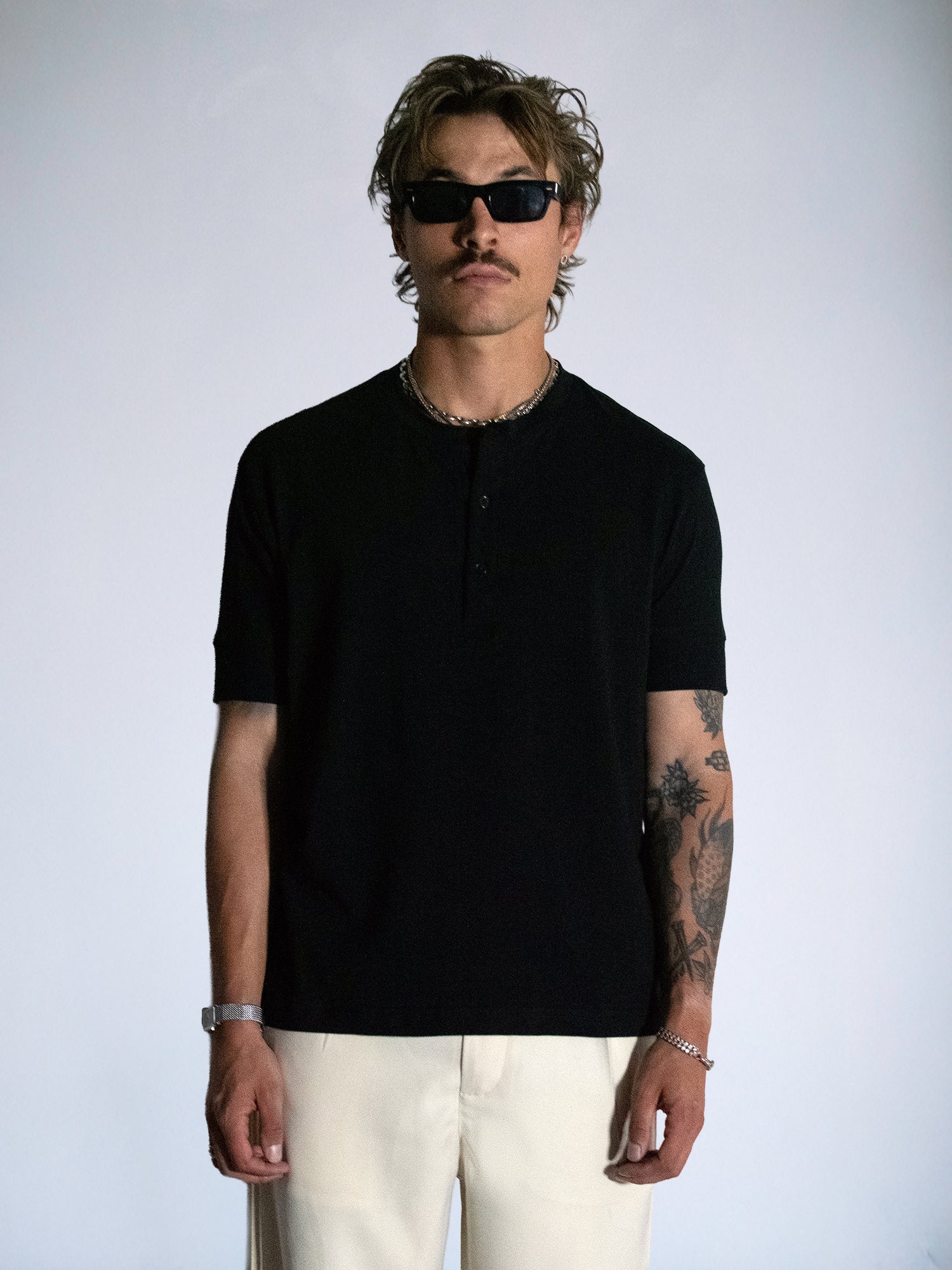 The Henley Fitted Tee : Black - BDK