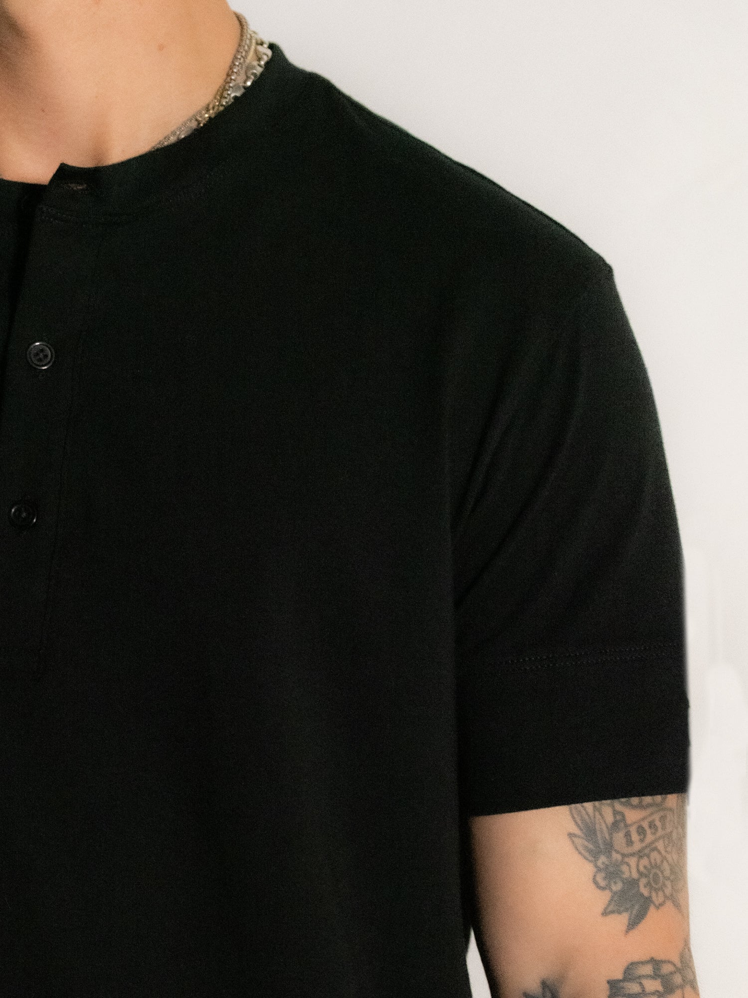 The Henley Fitted Tee : Black - BDK