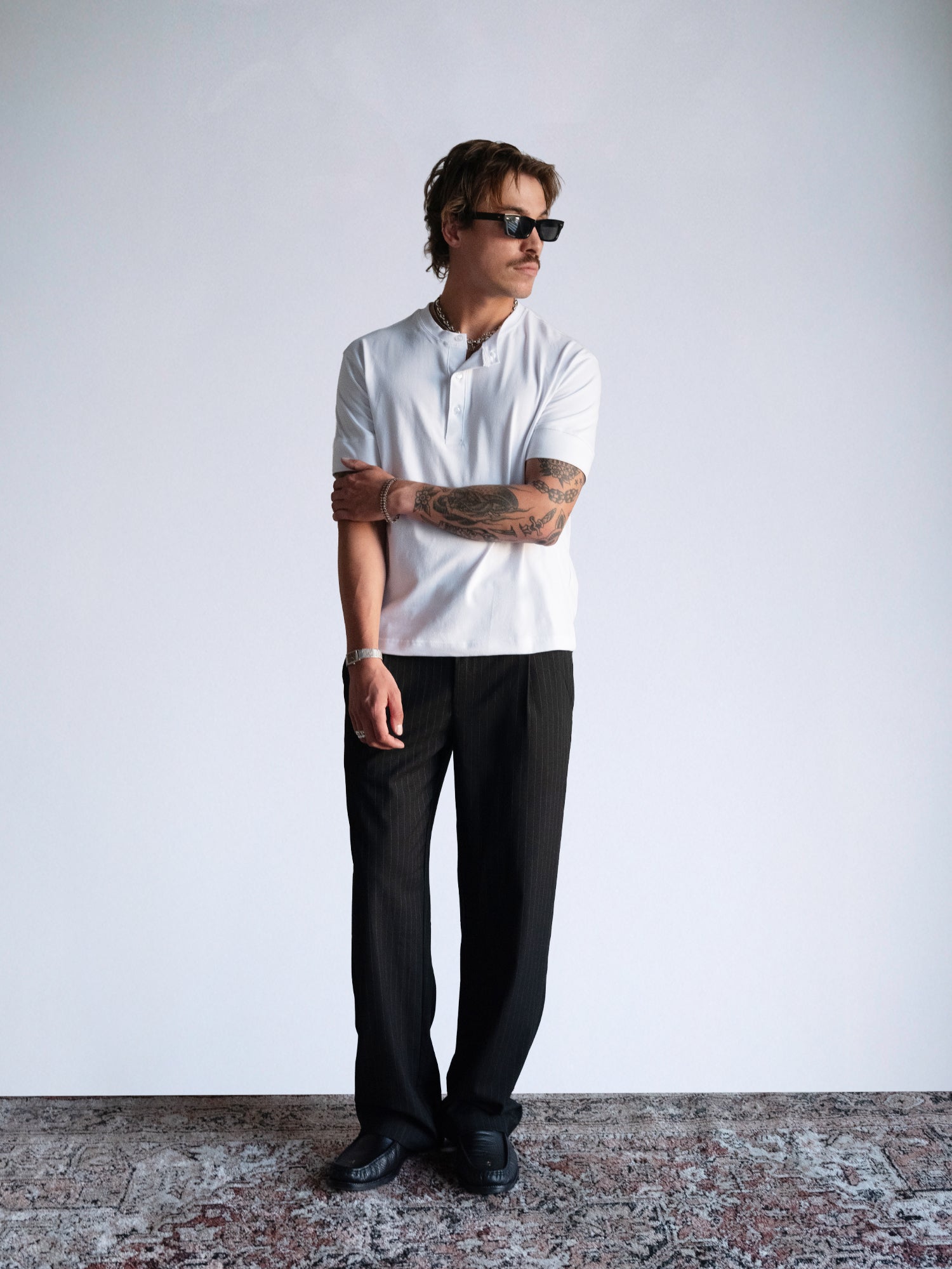The Henley Fitted Tee : White - BDK