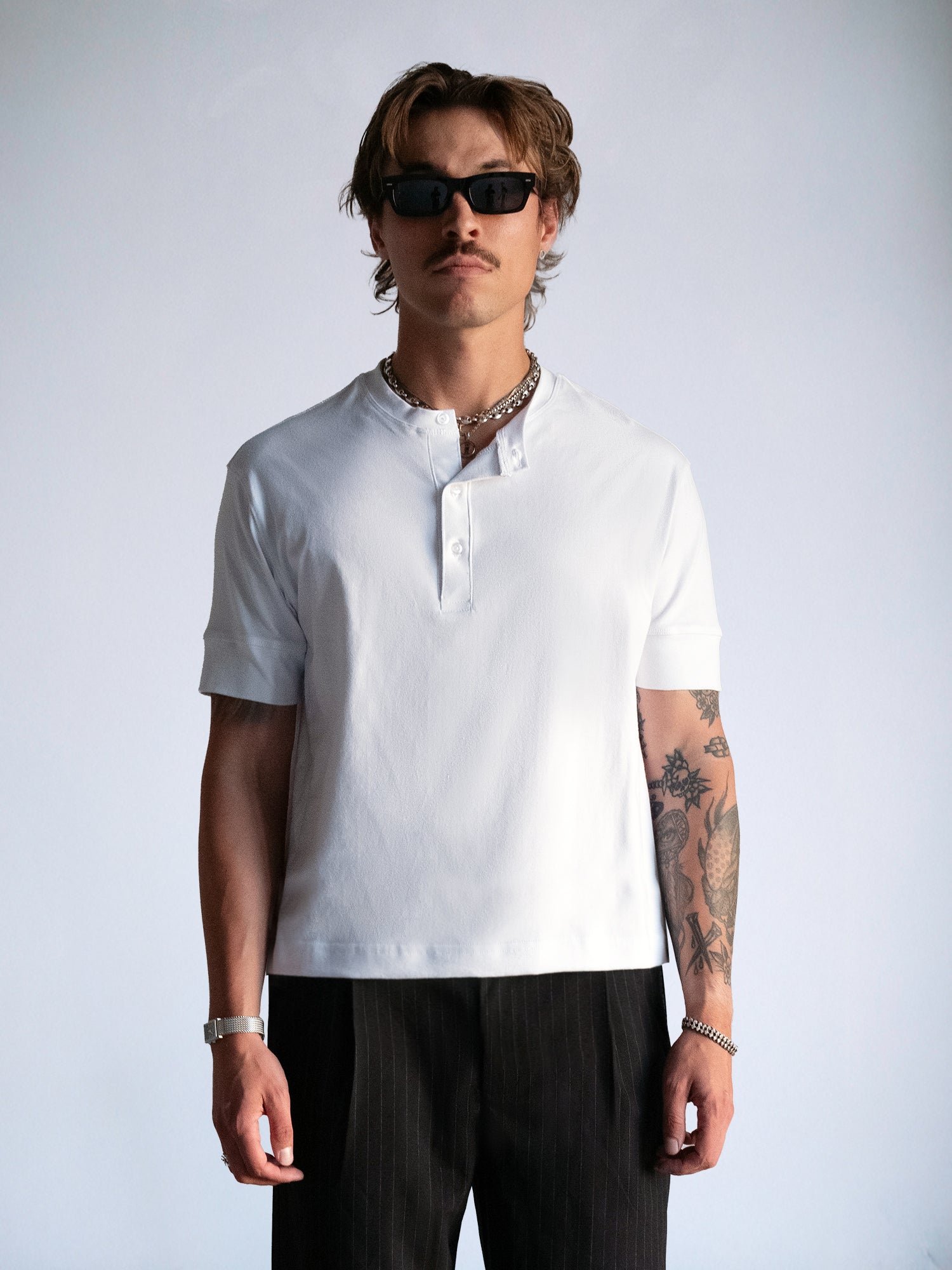 The Henley Fitted Tee : White - BDK