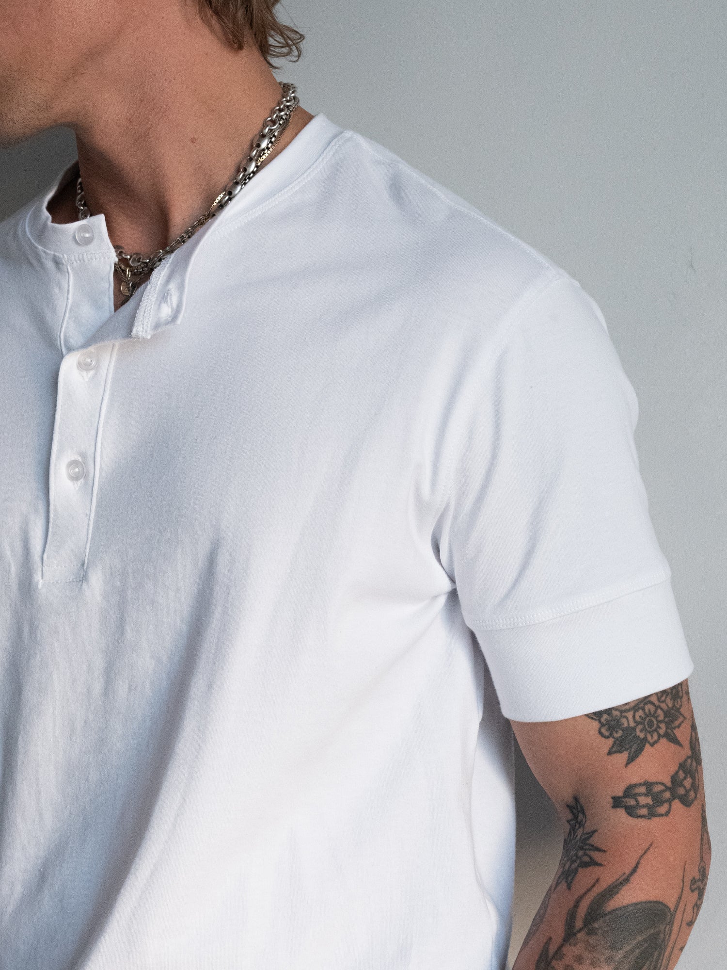 The Henley Fitted Tee : White - BDK