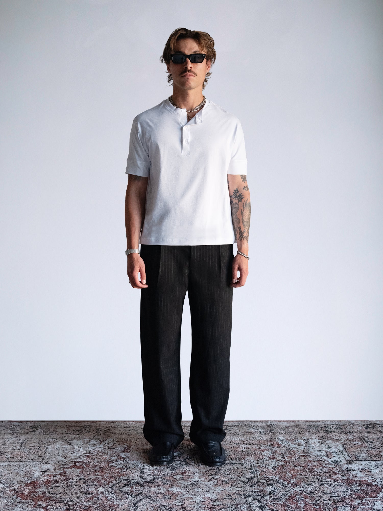 The Henley Fitted Tee : White - BDK