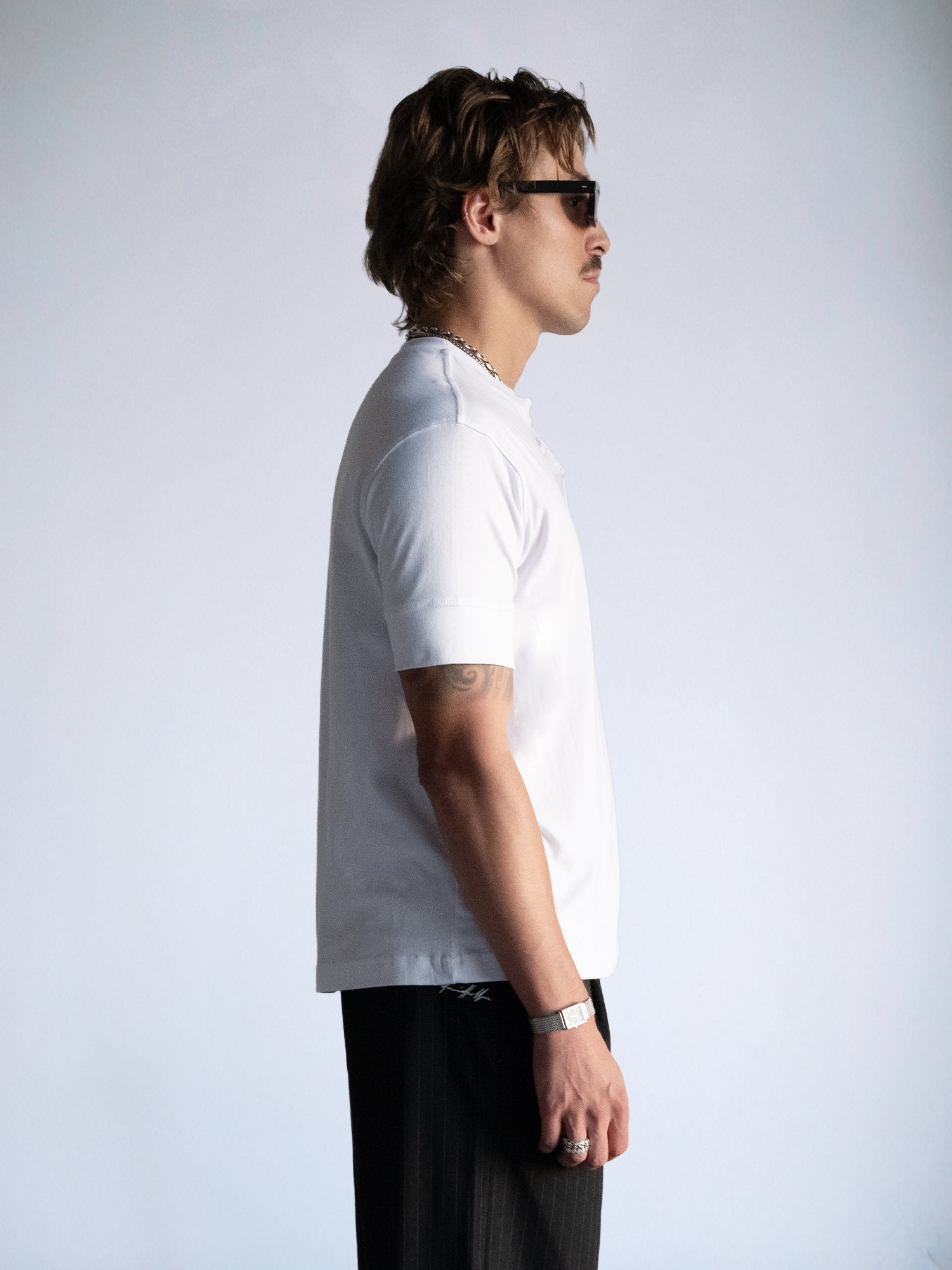 The Henley Fitted Tee : White - BDK