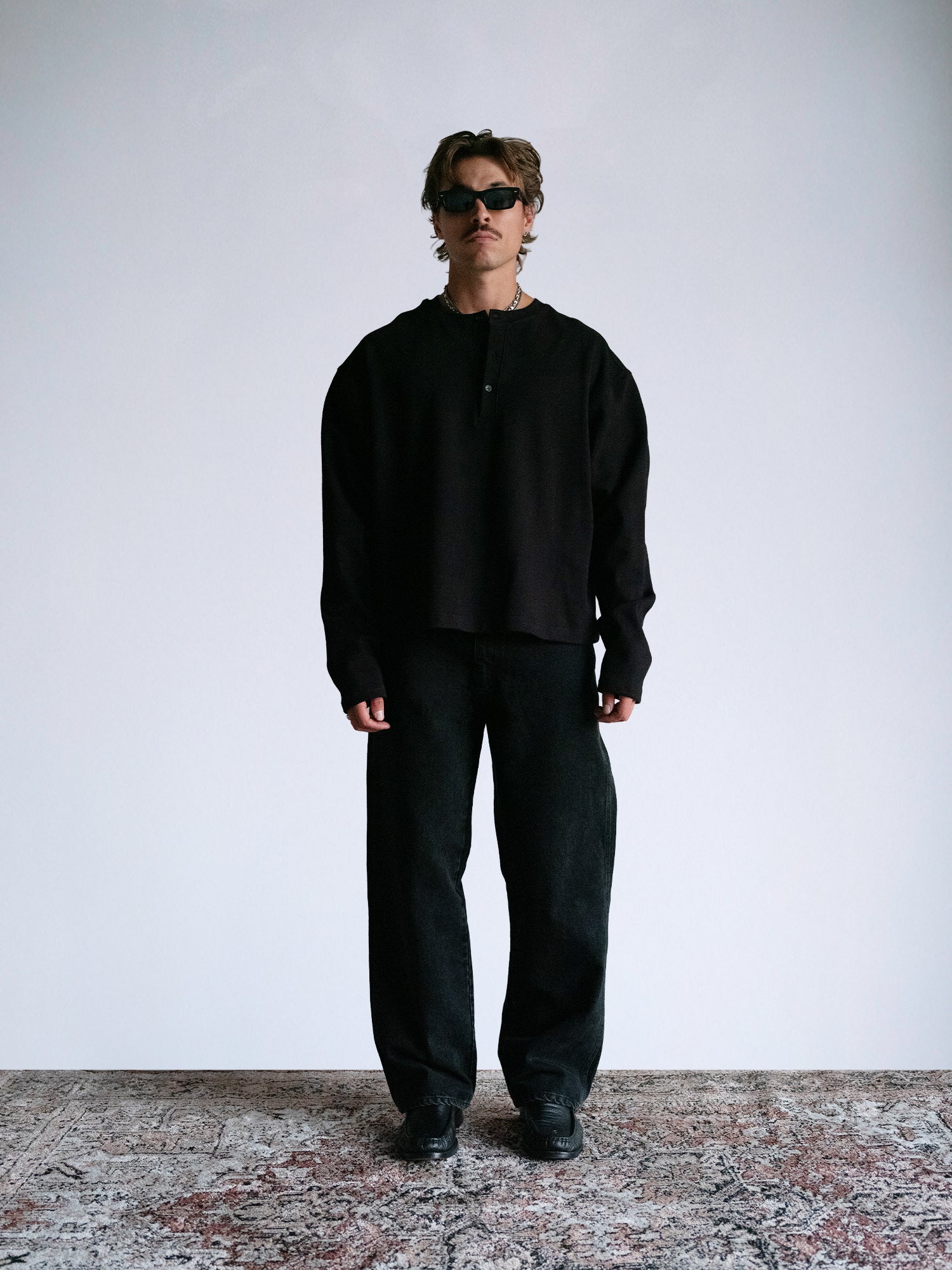 The Longsleeve Henley Shirt : Black - BDK