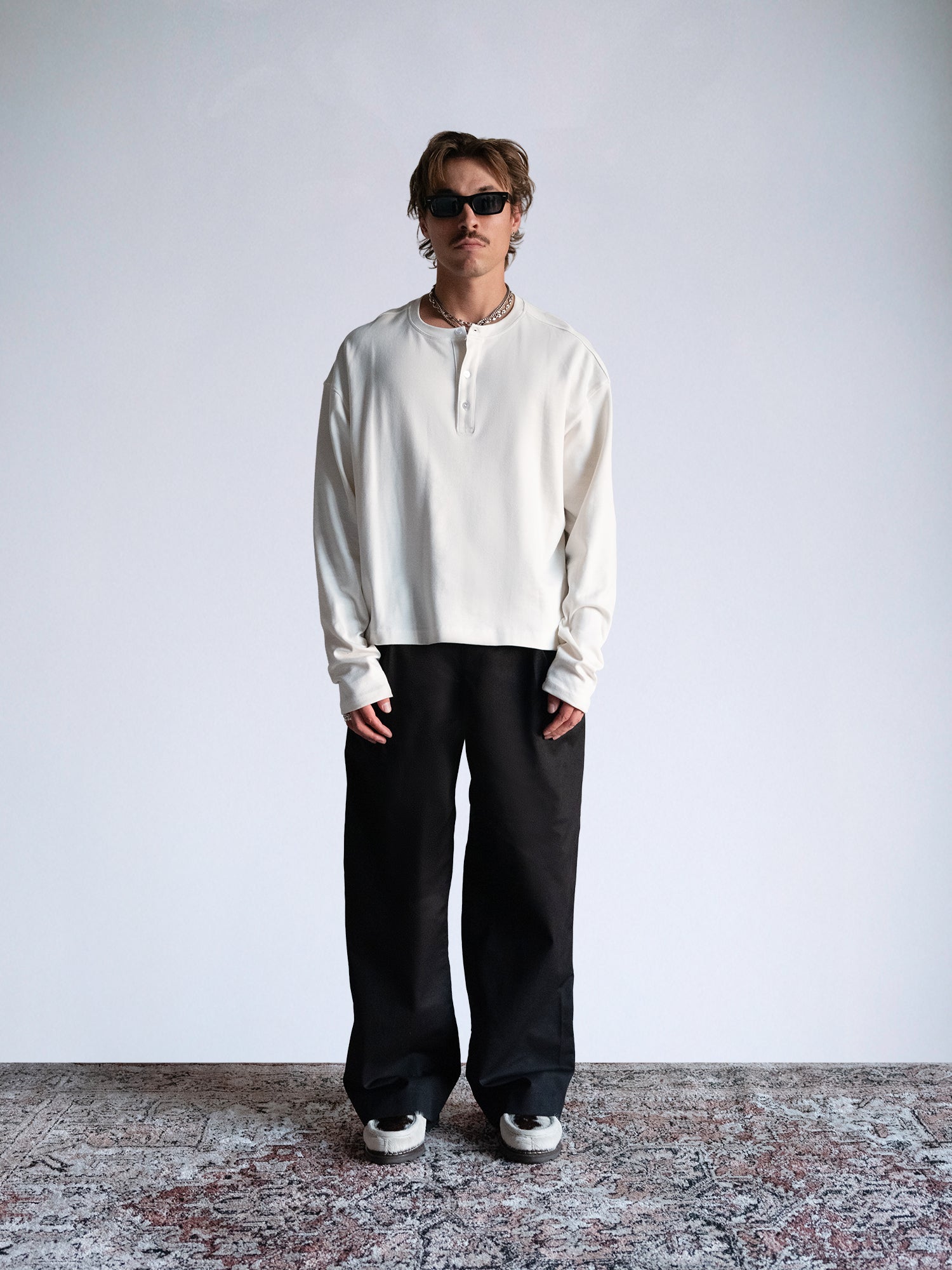 The Longsleeve Henley Shirt : Off White - BDK