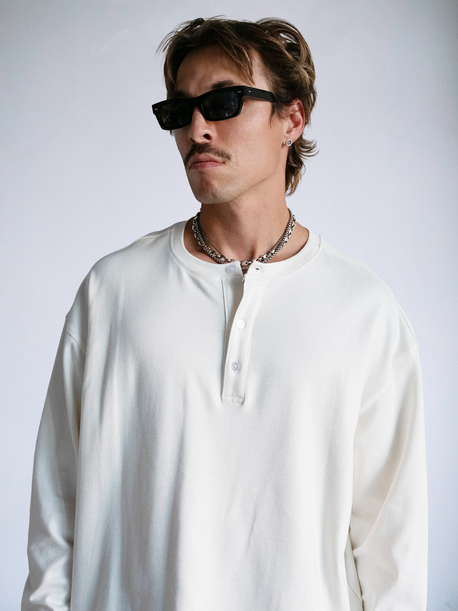 The Longsleeve Henley Shirt : Off White - BDK