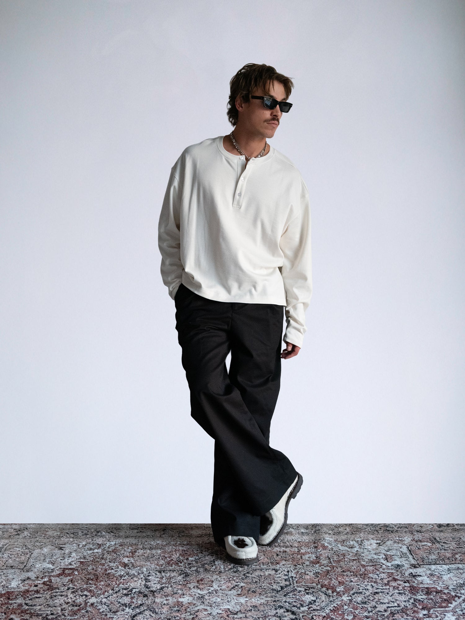 The Longsleeve Henley Shirt : Off White - BDK