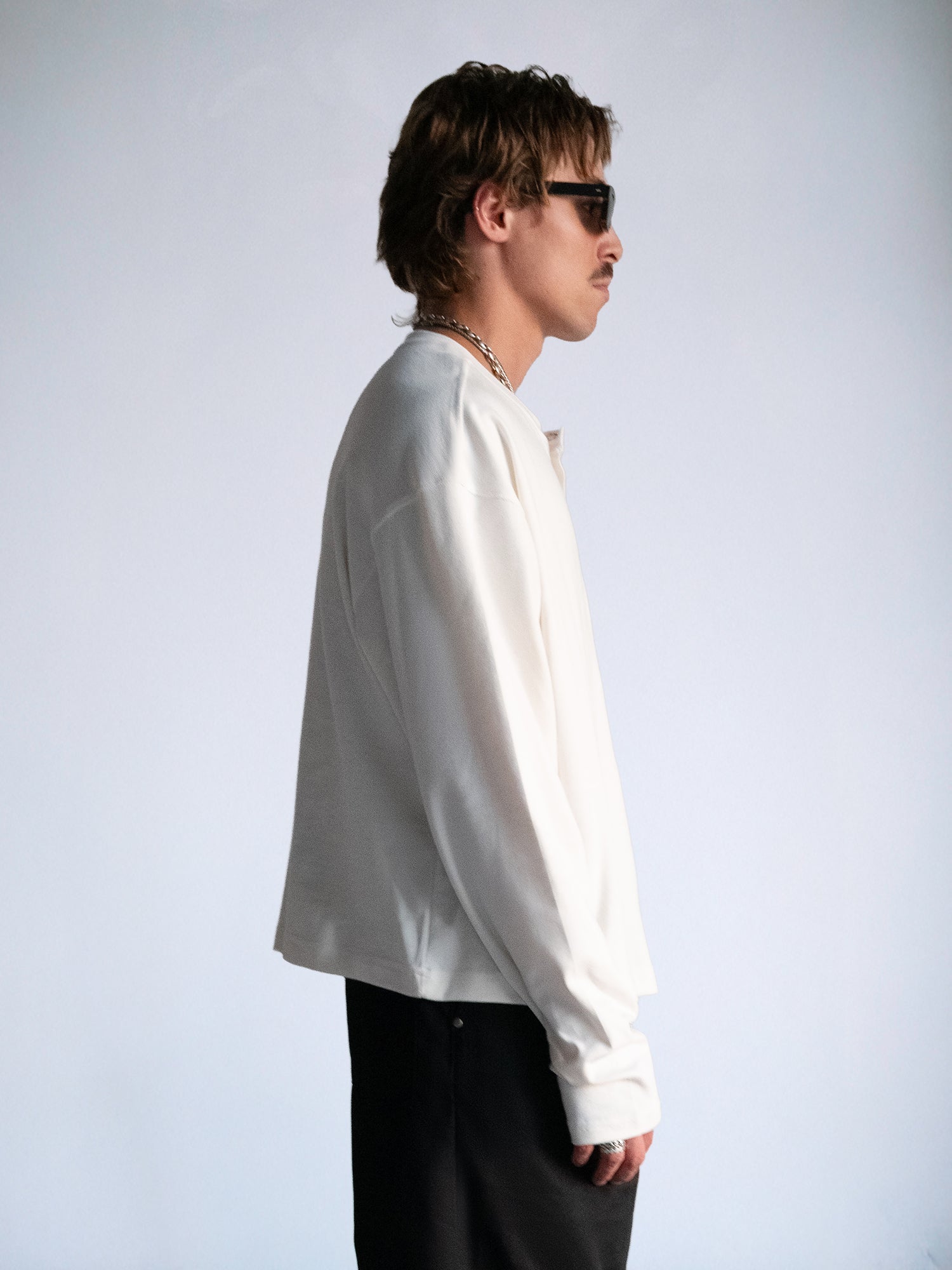 The Longsleeve Henley Shirt : Off White - BDK