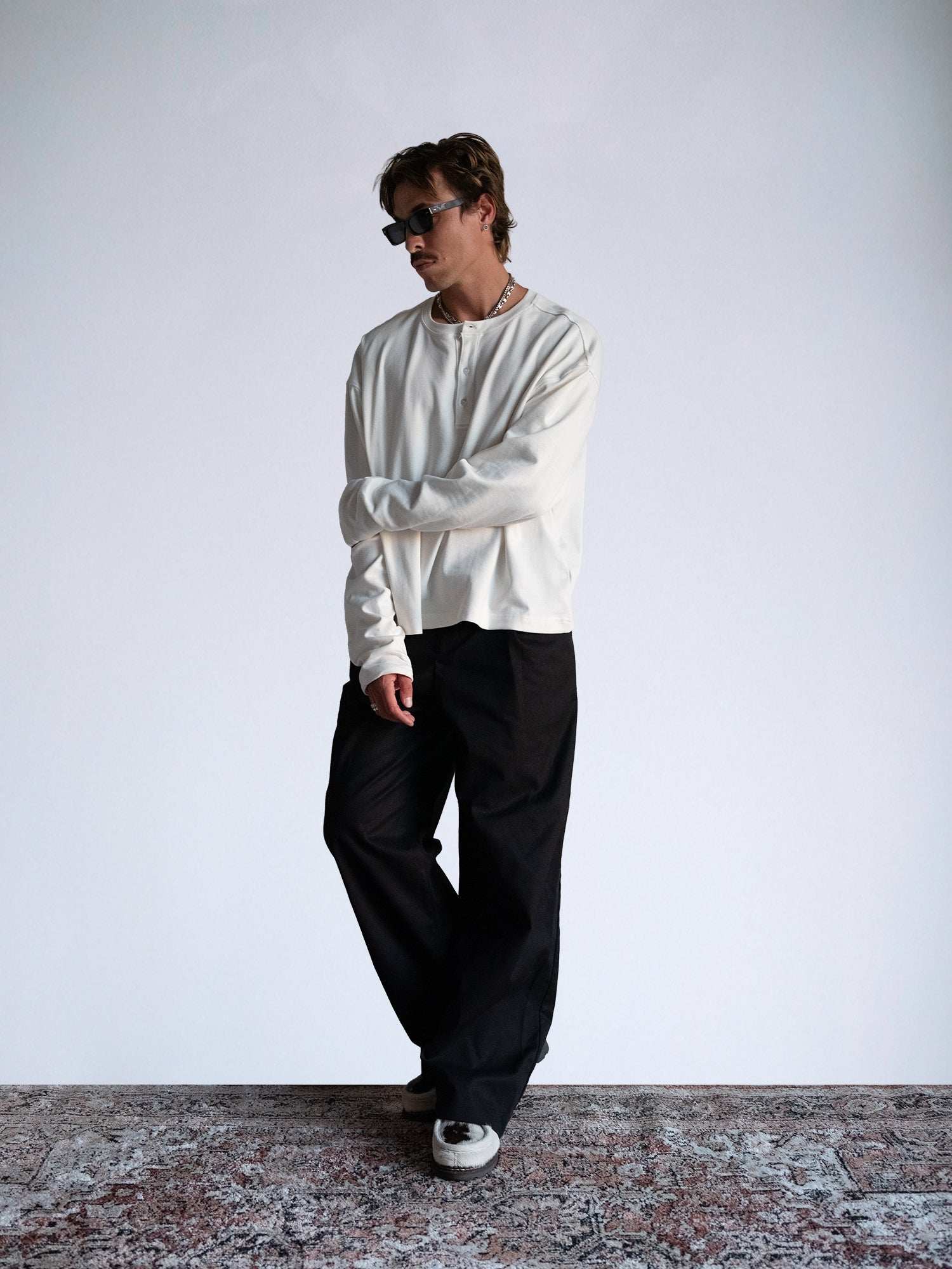 The Longsleeve Henley Shirt : Off White - BDK