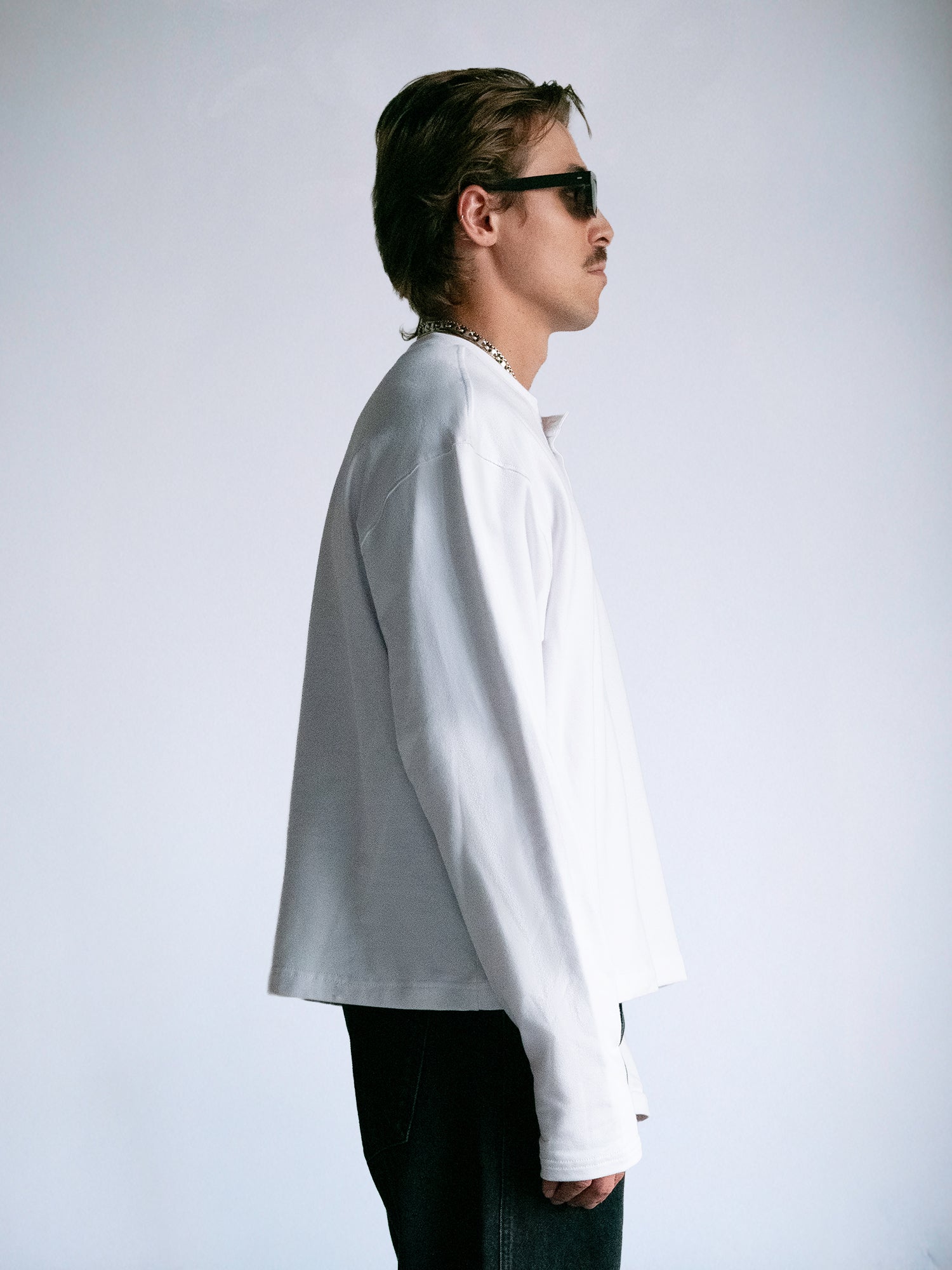The Longsleeve Henley Shirt : White - BDK
