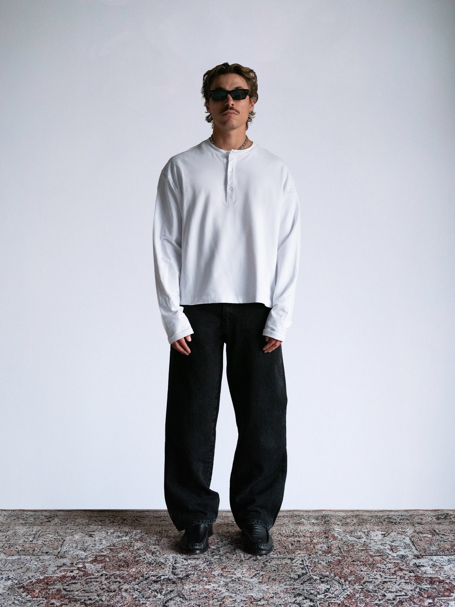 The Longsleeve Henley Shirt : White - BDK